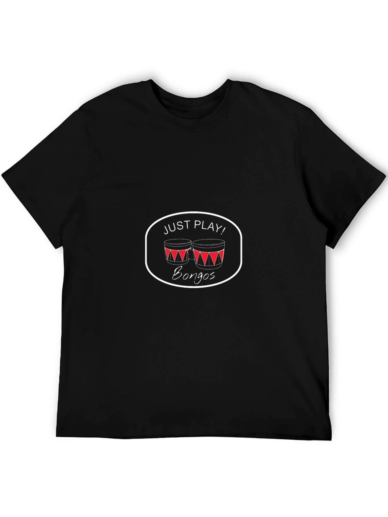 Just Play Bongos T-Shirt - Black Cotton Tee