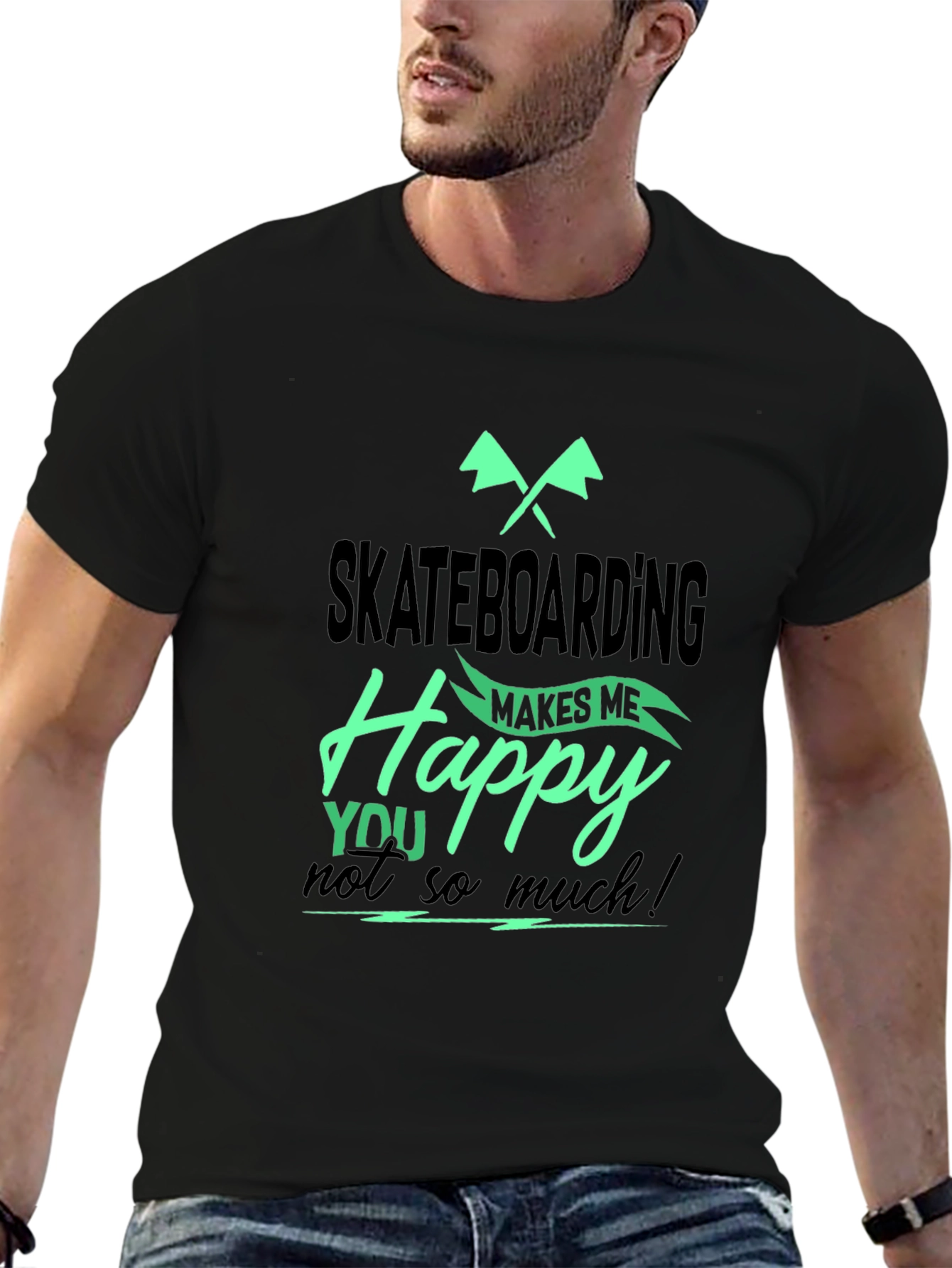 Skateboarding Makes Me Happy Graphic Tee