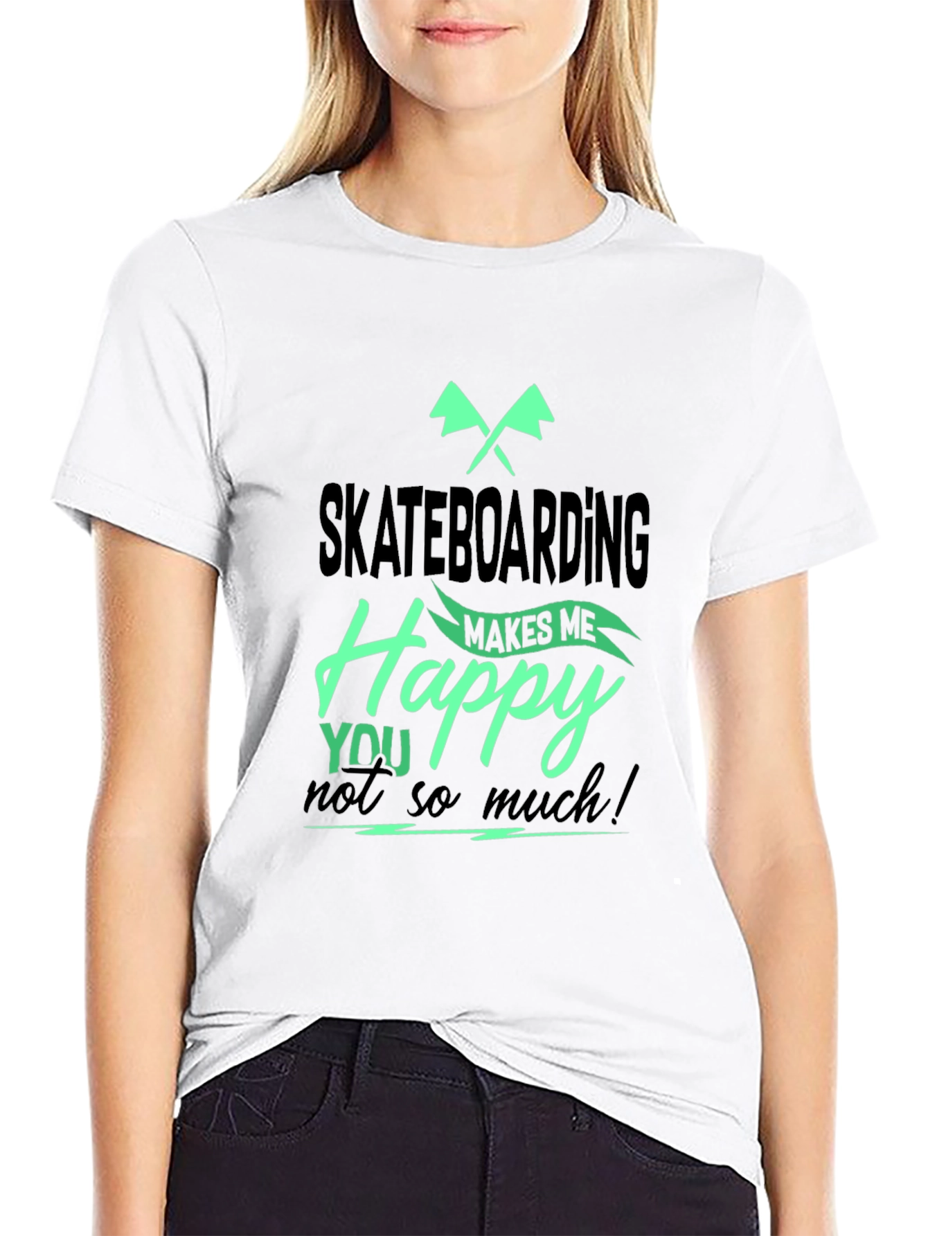 Skateboarding Makes Me Happy Graphic Tee