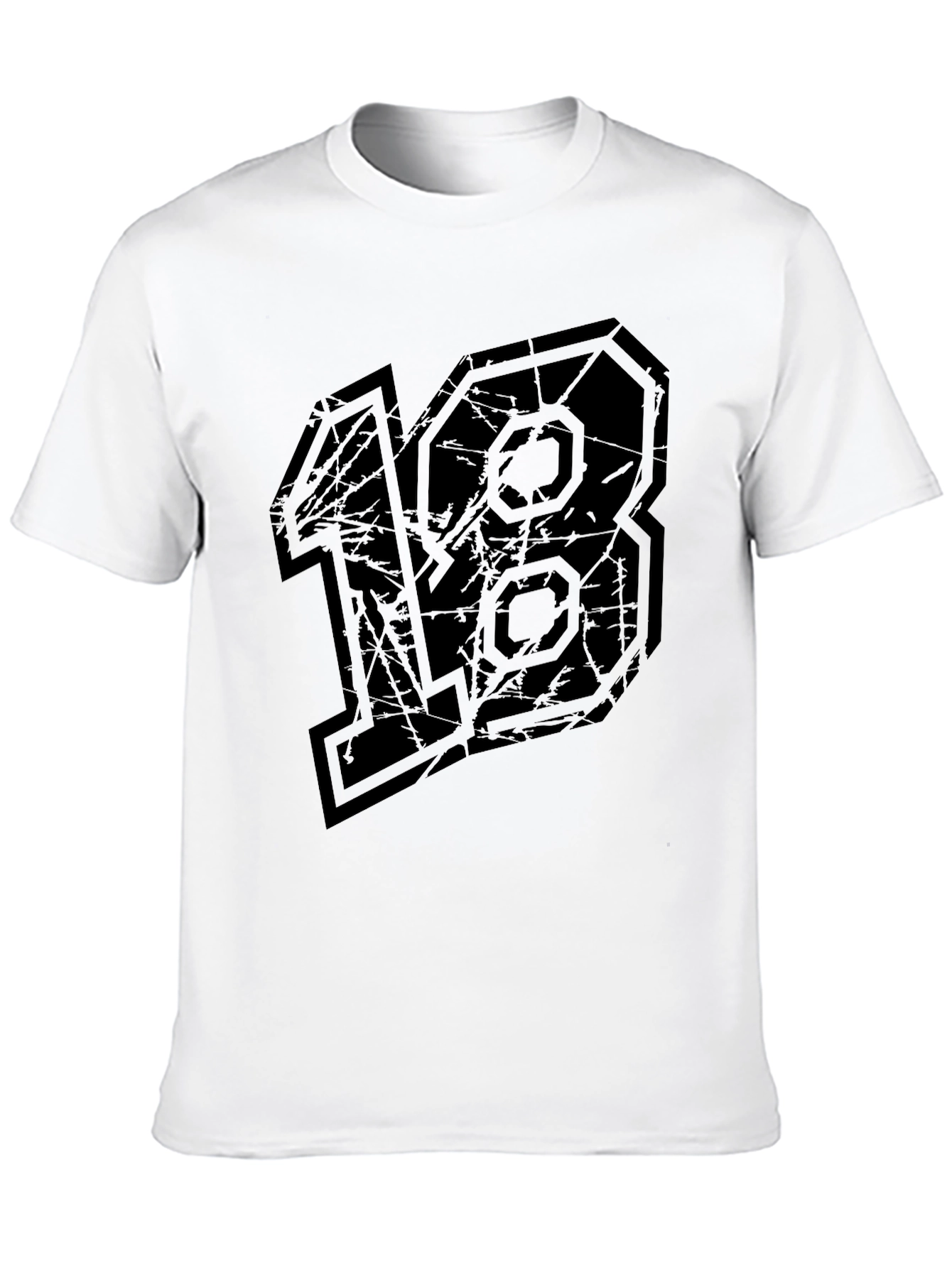 Distressed Number 18 Graphic Tee - Black