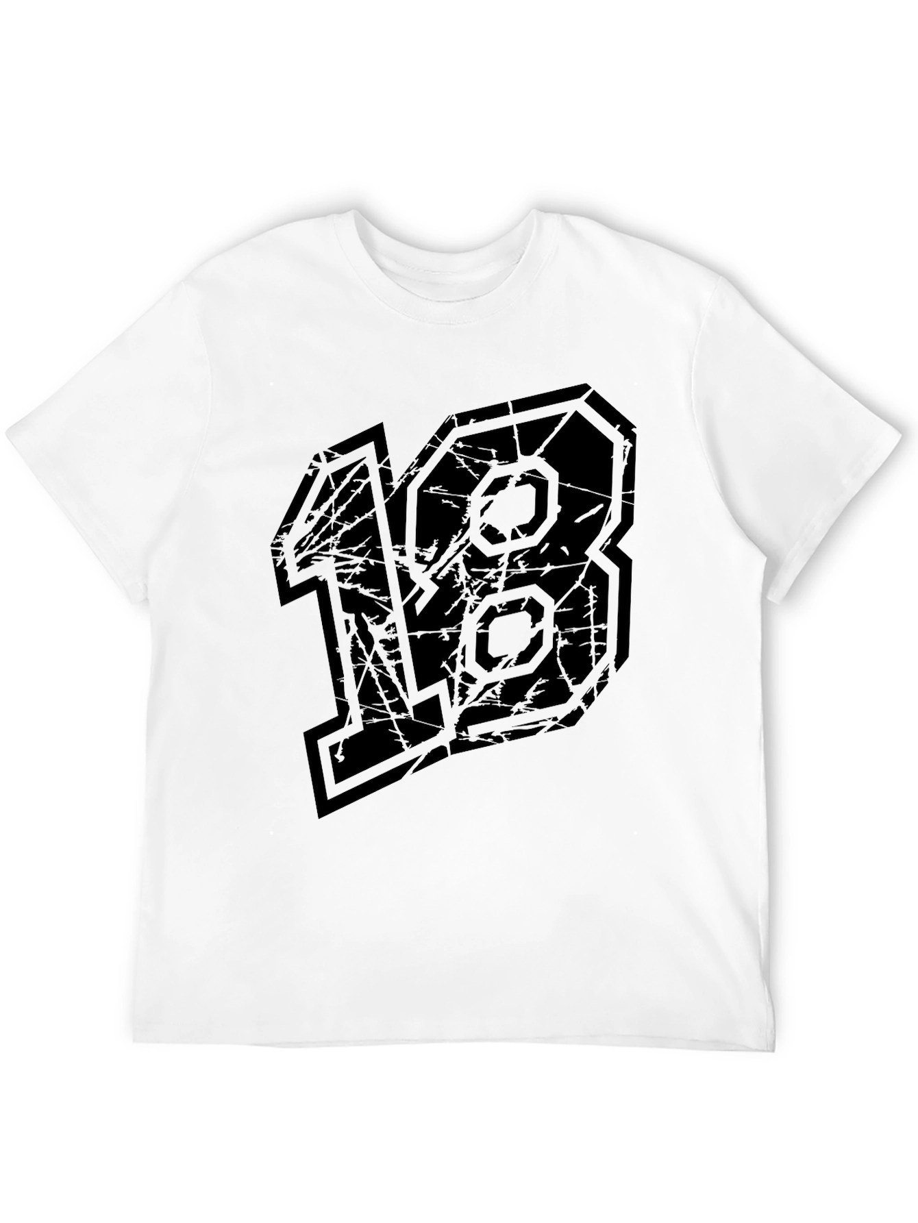 Distressed Number 18 Graphic Tee - Black