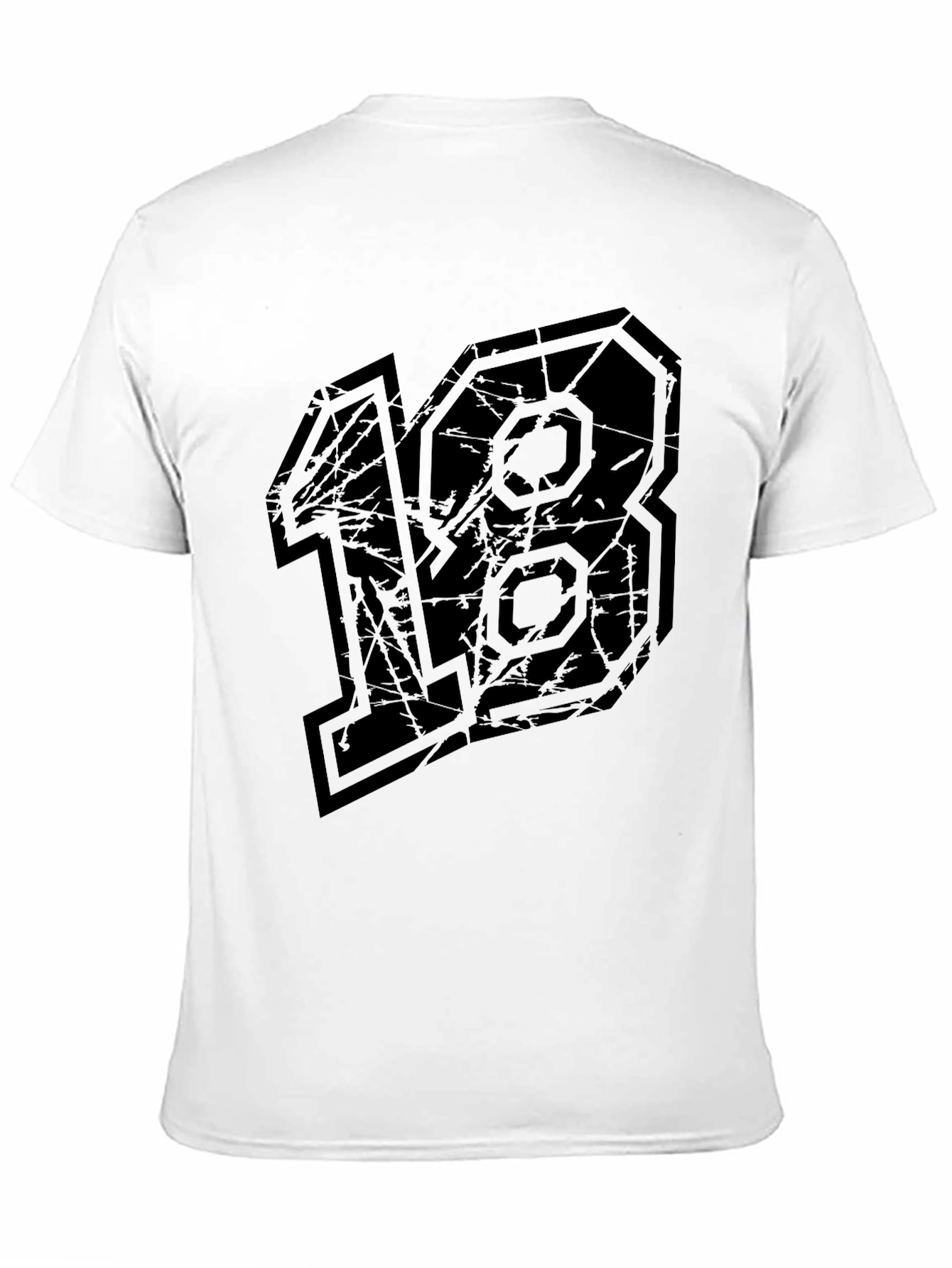 Distressed Number 18 Graphic Tee - Black