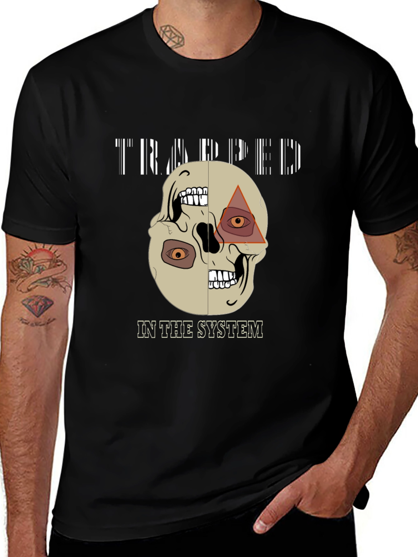 Trapped In The System Skull Graphic Tee