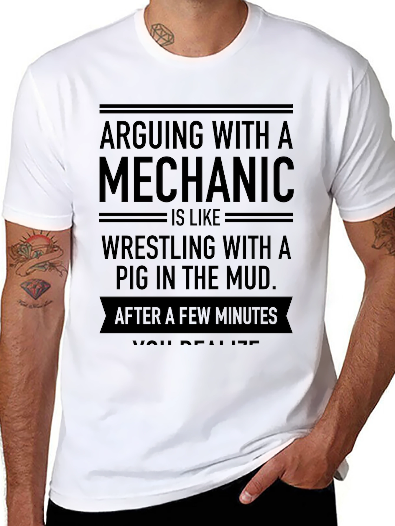 Mechanic Pig Mud Mens T-Shirt