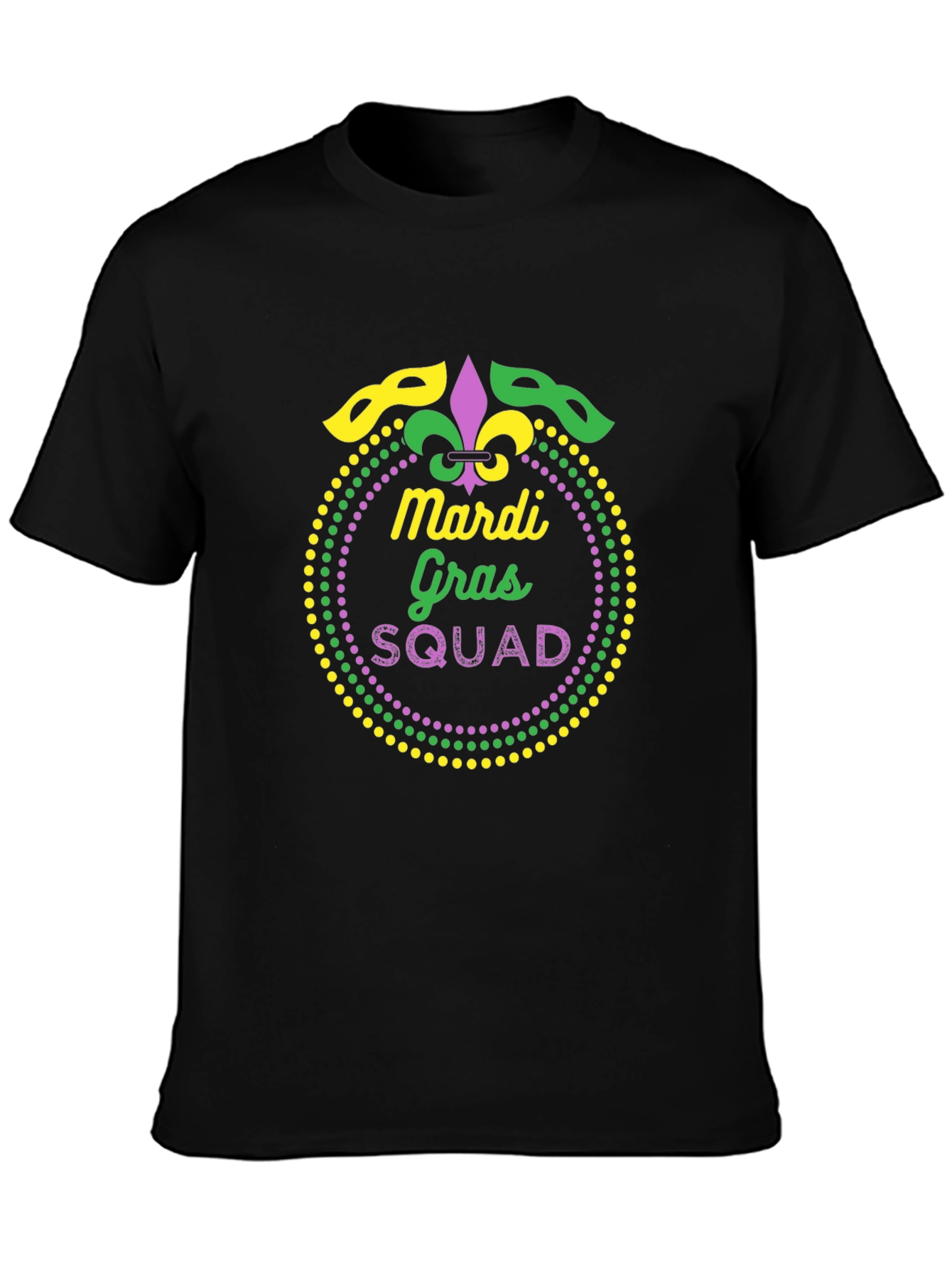 Mardi Gras Squad Graphic Tee - Black