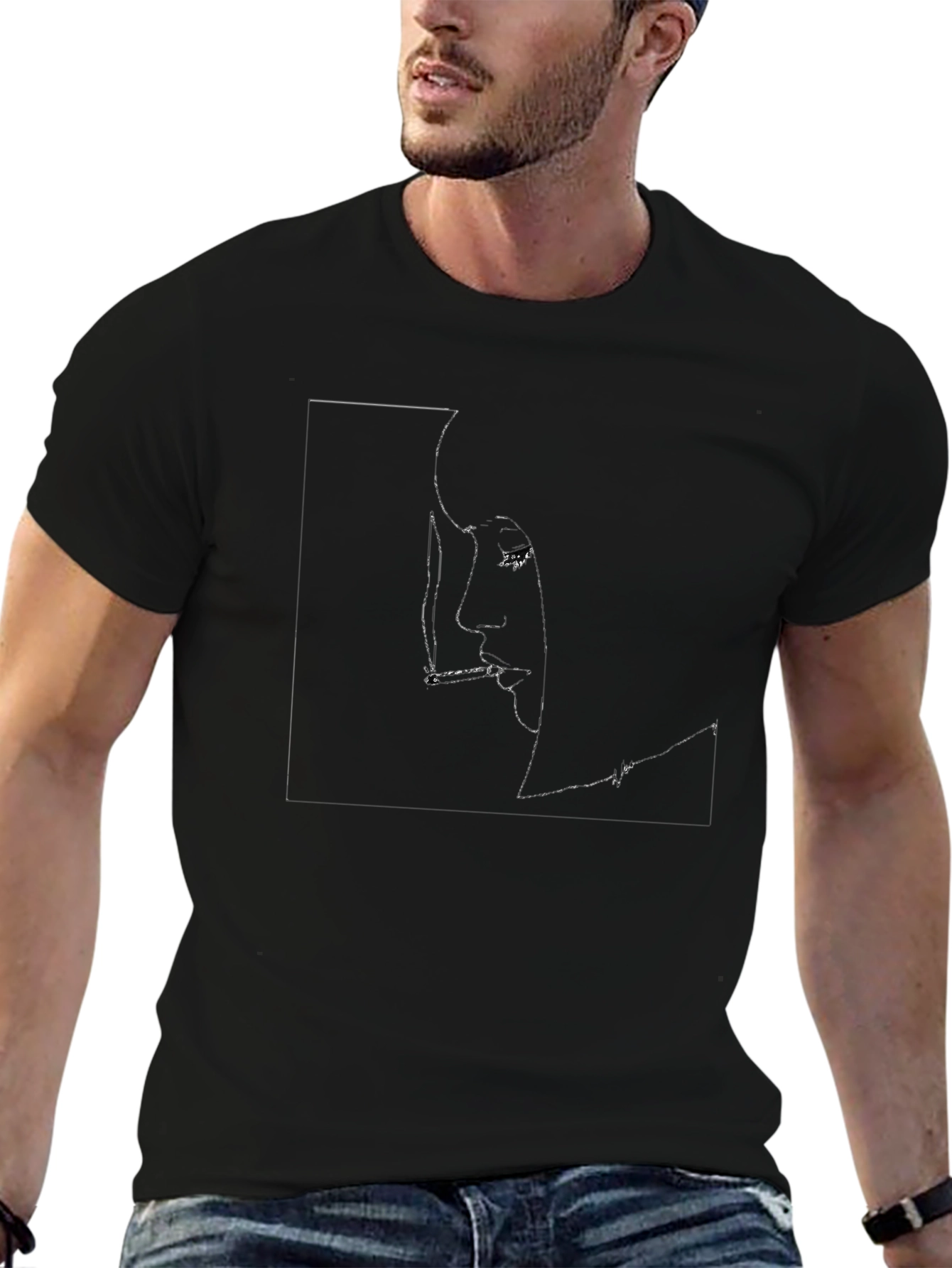 Mens Black Graphic Tee - Smoker Design