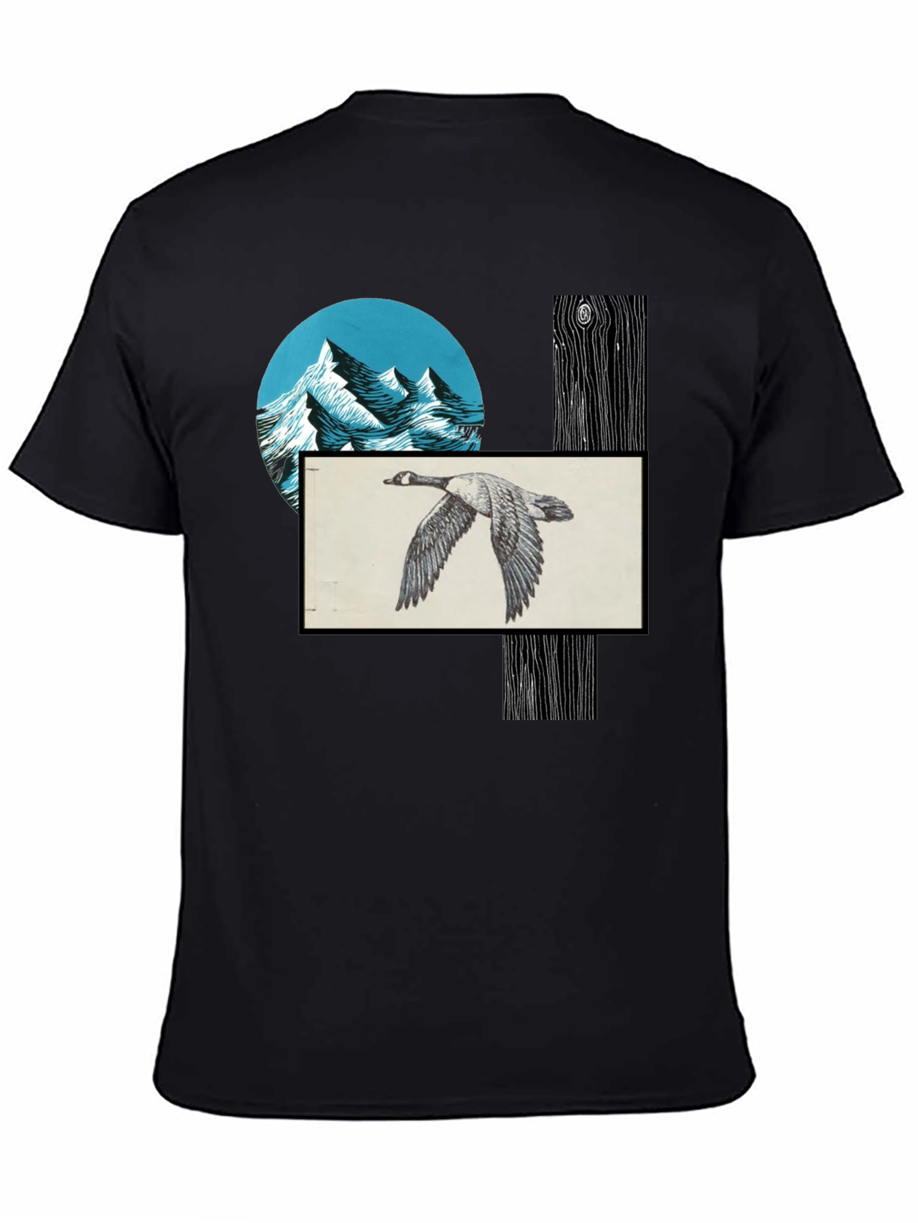 Nature Scene Graphic Tee - Mountain Goose Woodgrain