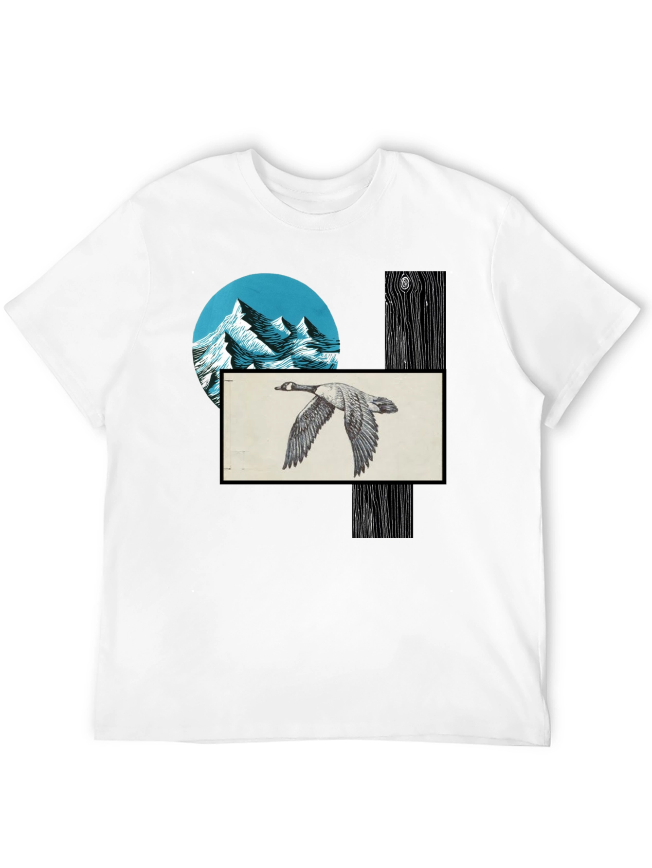 Nature Scene Graphic Tee - Mountain Goose Woodgrain