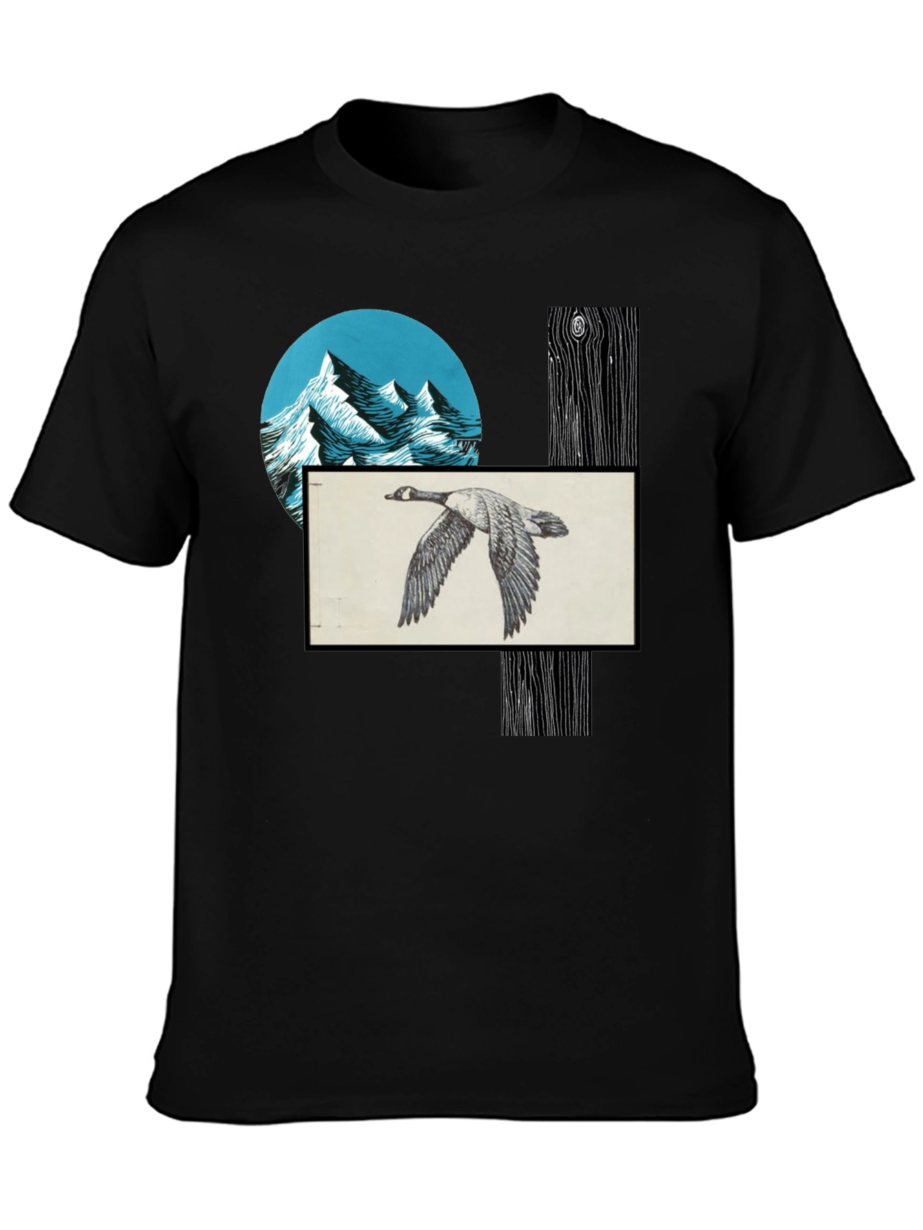 Nature Scene Graphic Tee - Mountain Goose Woodgrain