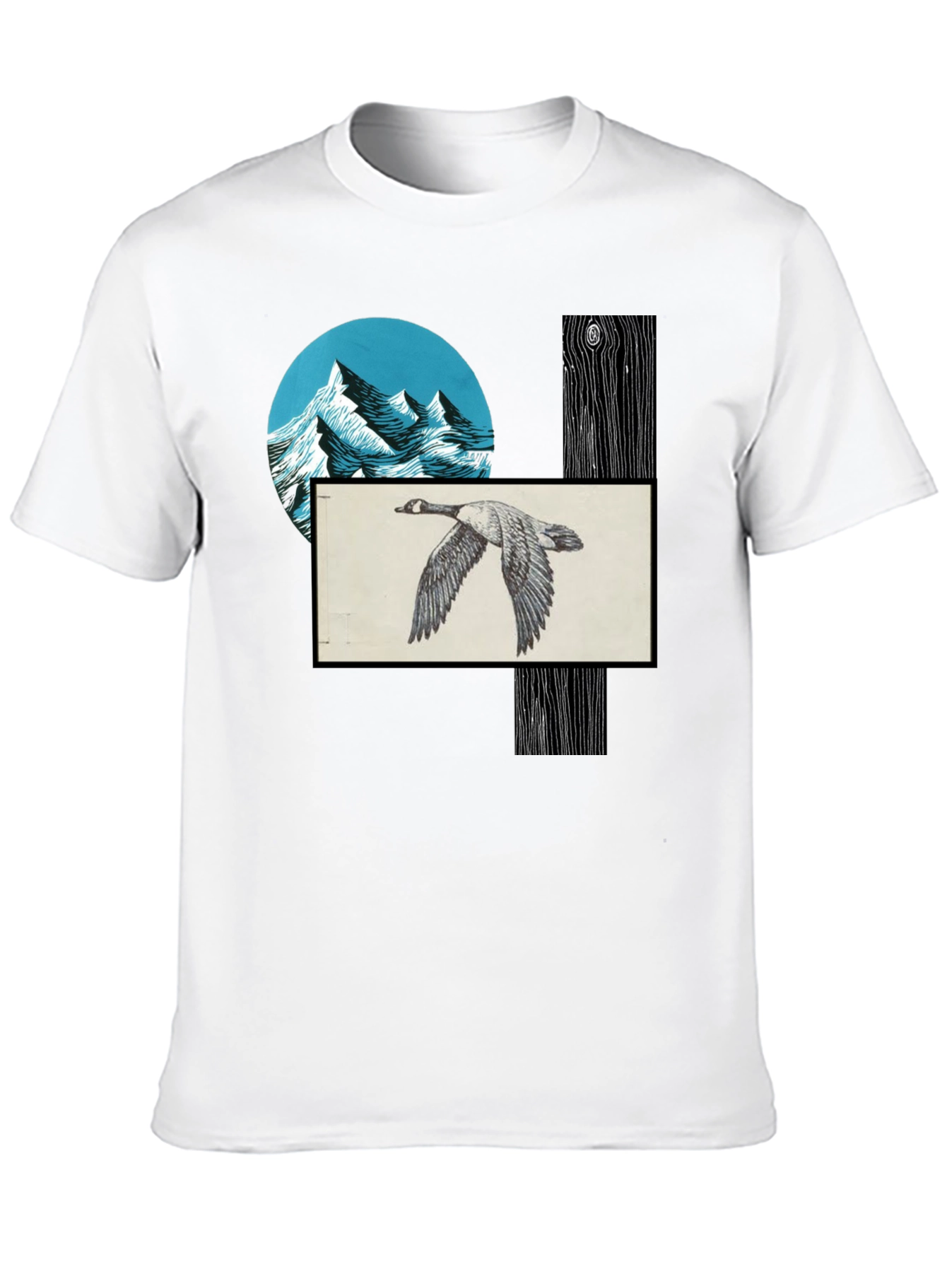 Nature Scene Graphic Tee - Mountain Goose Woodgrain