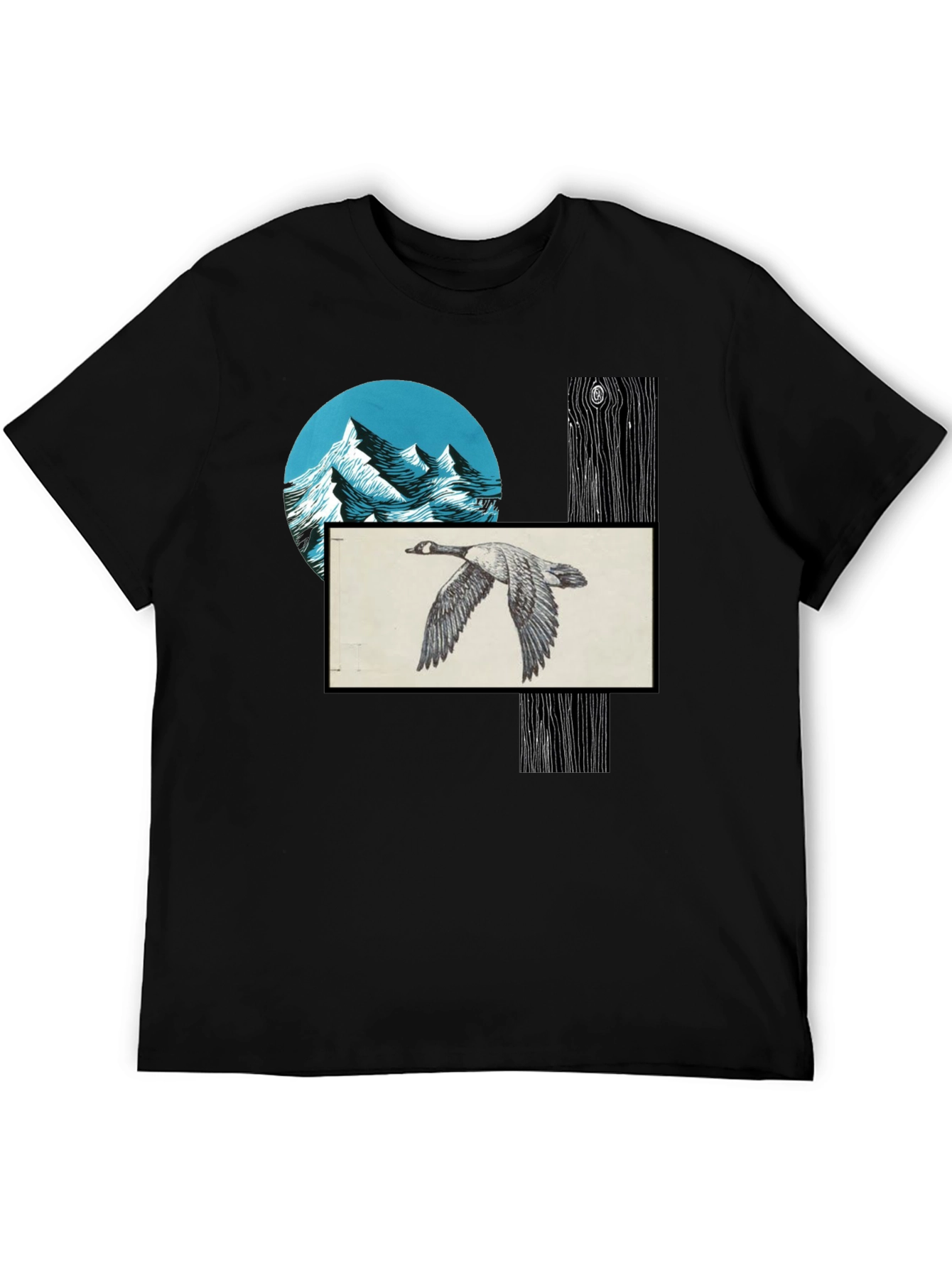 Nature Scene Graphic Tee - Mountain Goose Woodgrain