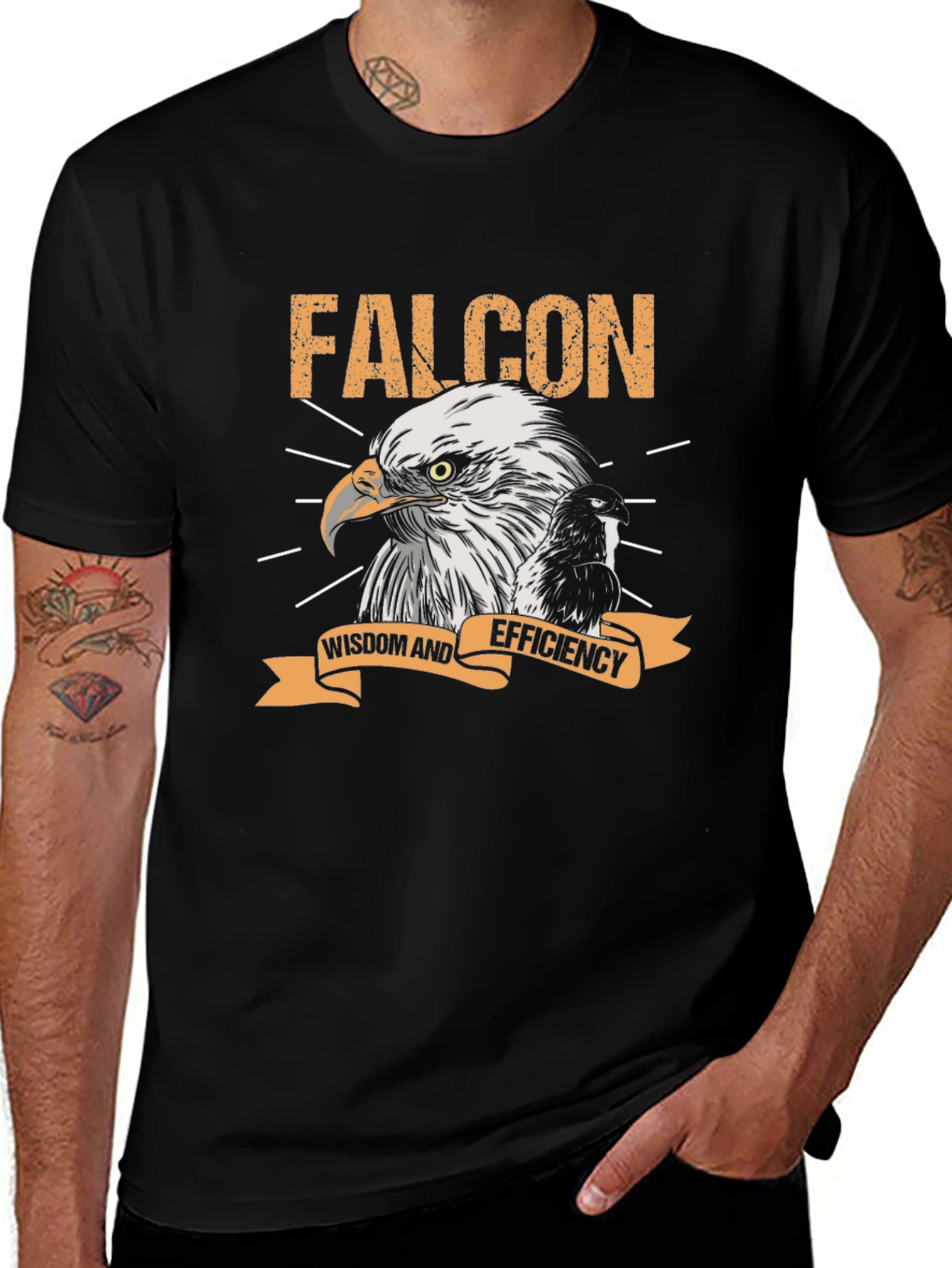 Falcon Wisdom & Efficiency Graphic Tee - Black