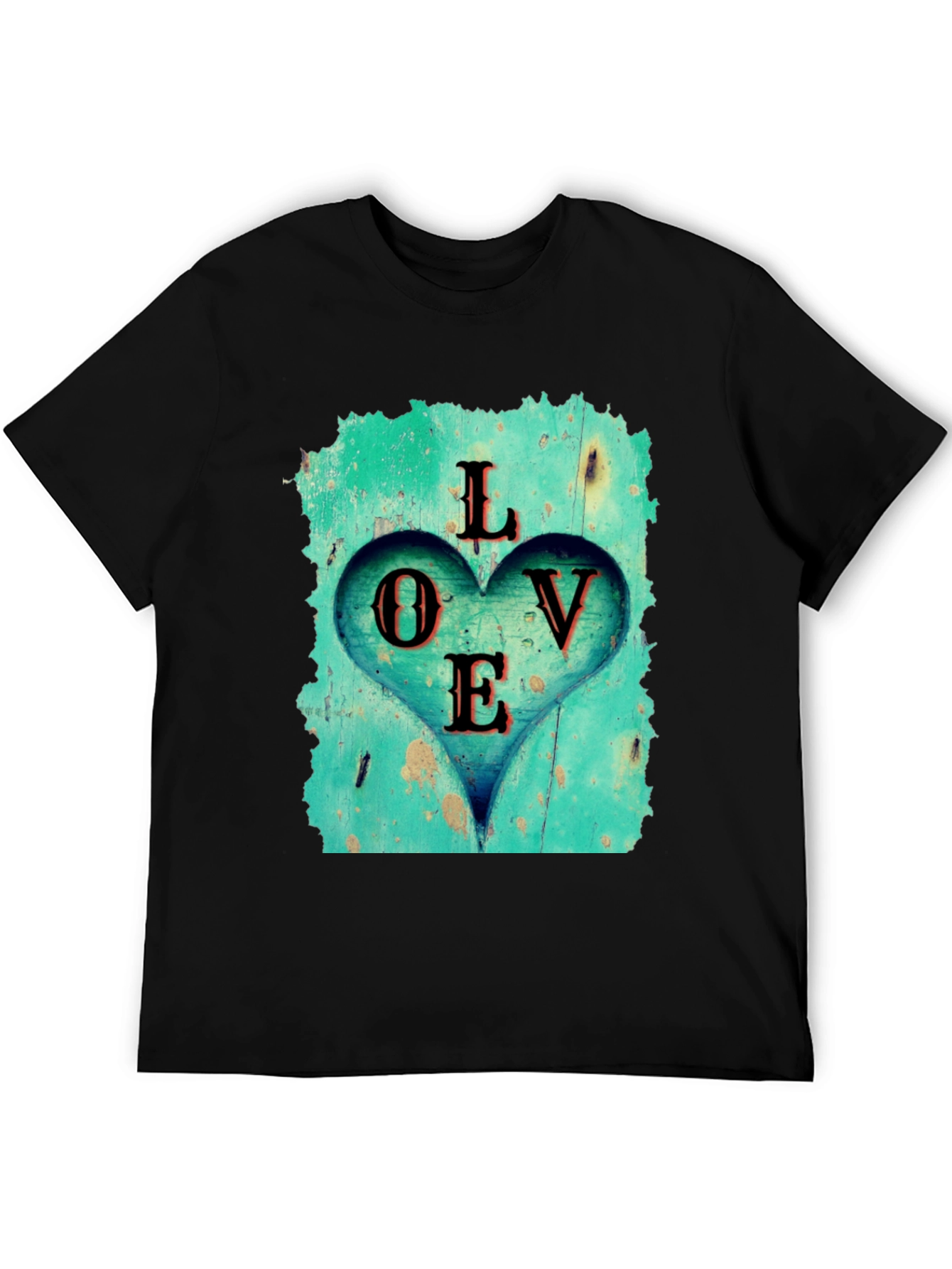 Love Heart Graphic Tee - Black Casual T-Shirt