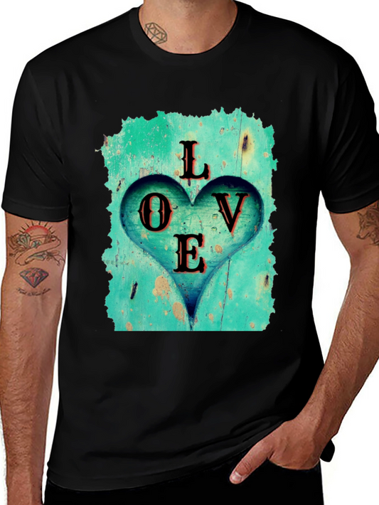 Love Heart Graphic Tee - Black Casual T-Shirt