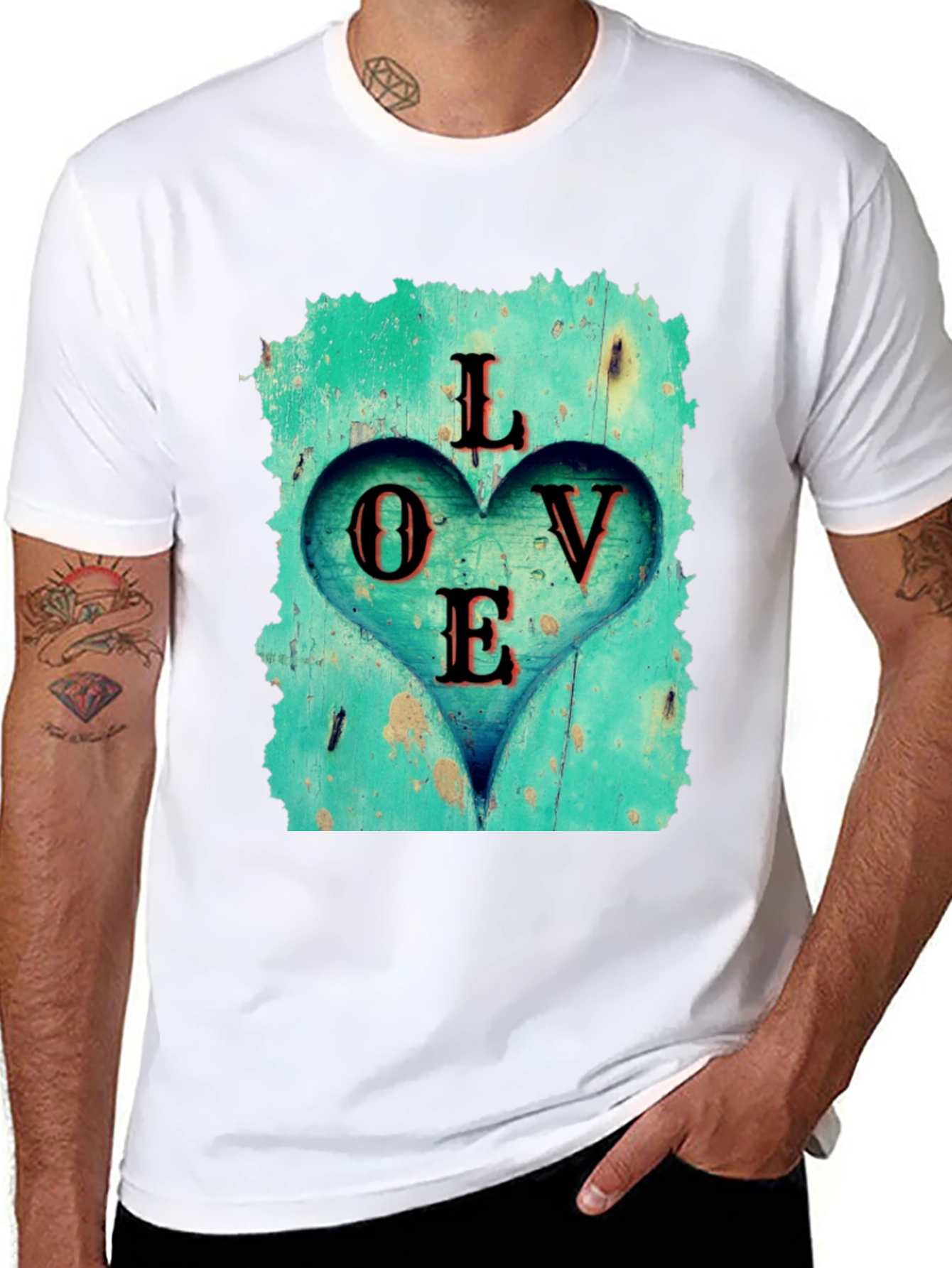 Love Heart Graphic Tee - Black Casual T-Shirt