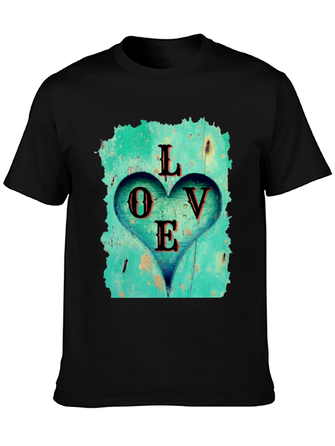 Love Heart Graphic Tee - Black Casual T-Shirt