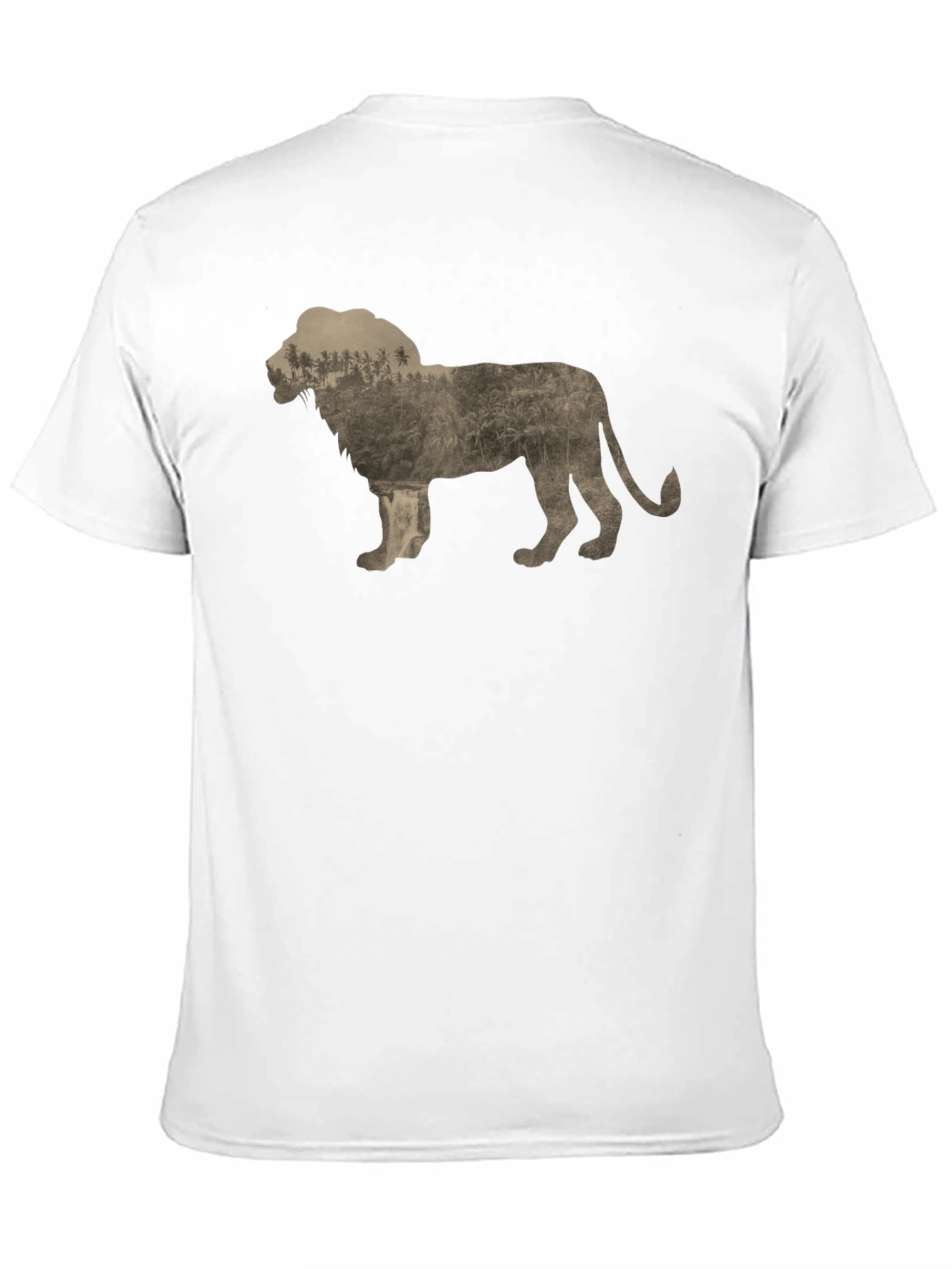 Lion Silhouette Graphic Print Crew Neck Tee - Black