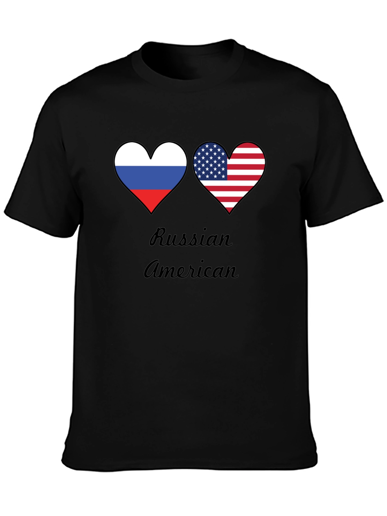 Russian American Pride T-Shirt - Flag Heart Design