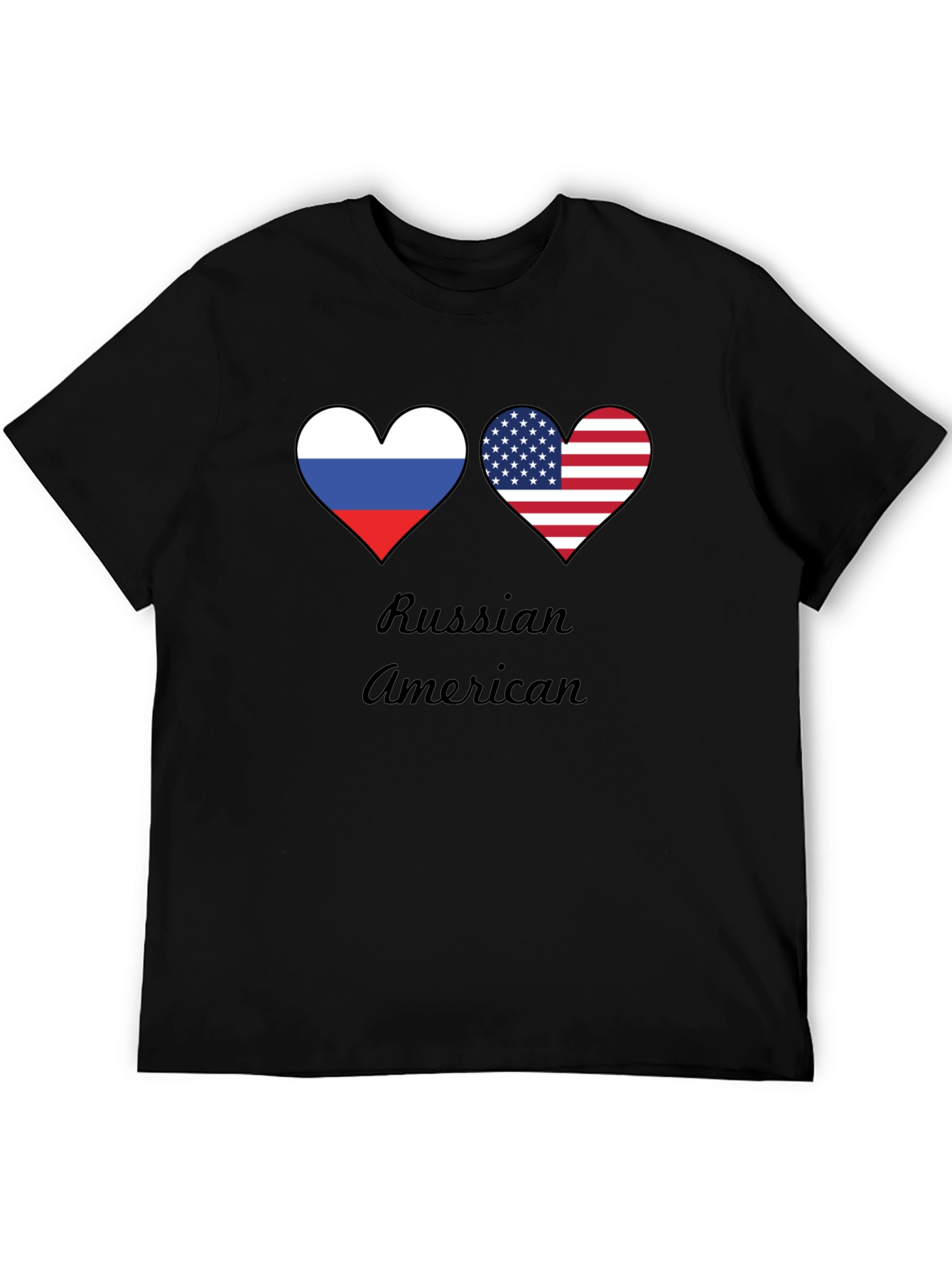 Russian American Pride T-Shirt - Flag Heart Design