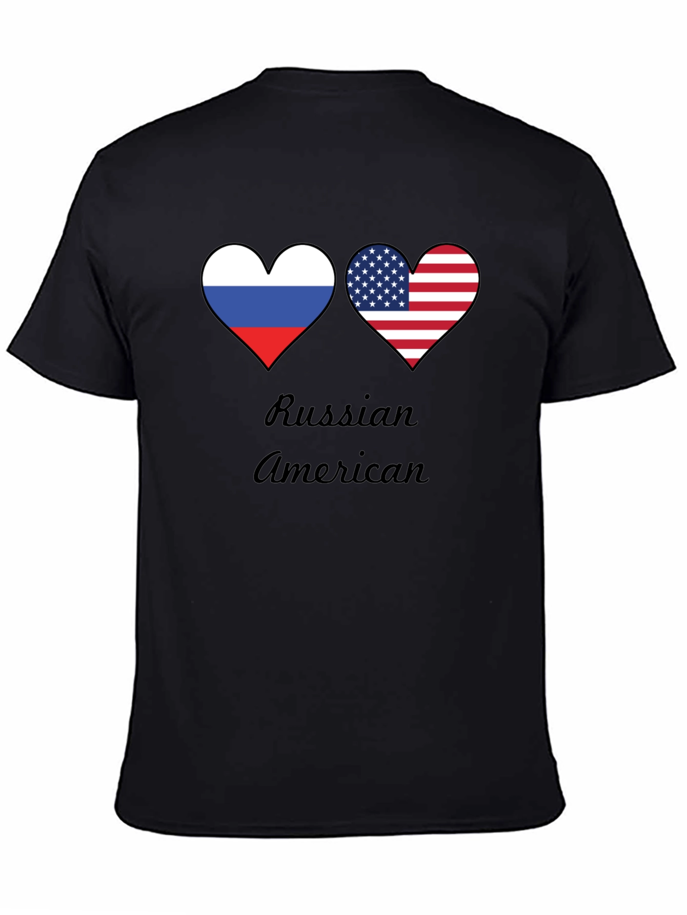 Russian American Pride T-Shirt - Flag Heart Design