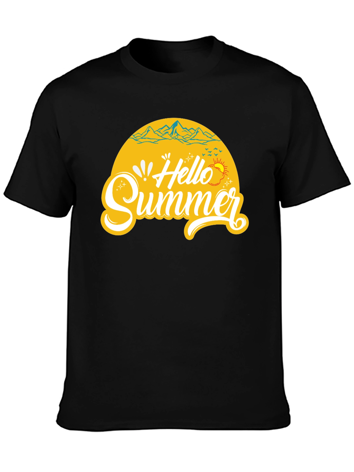 Hello Summer Black Graphic T-Shirt