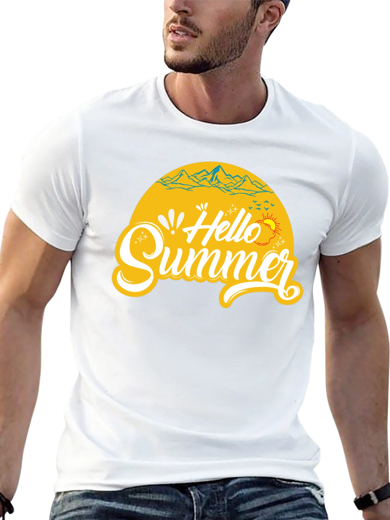 Hello Summer Black Graphic T-Shirt