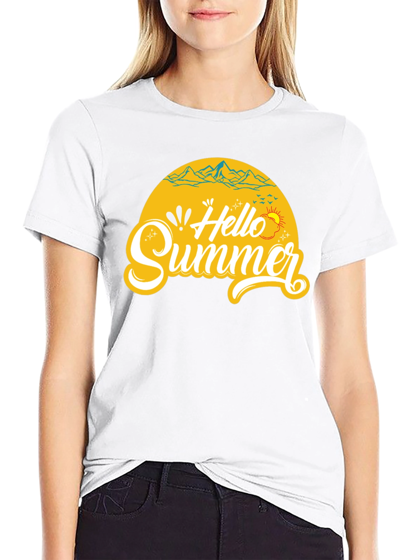 Hello Summer Black Graphic T-Shirt
