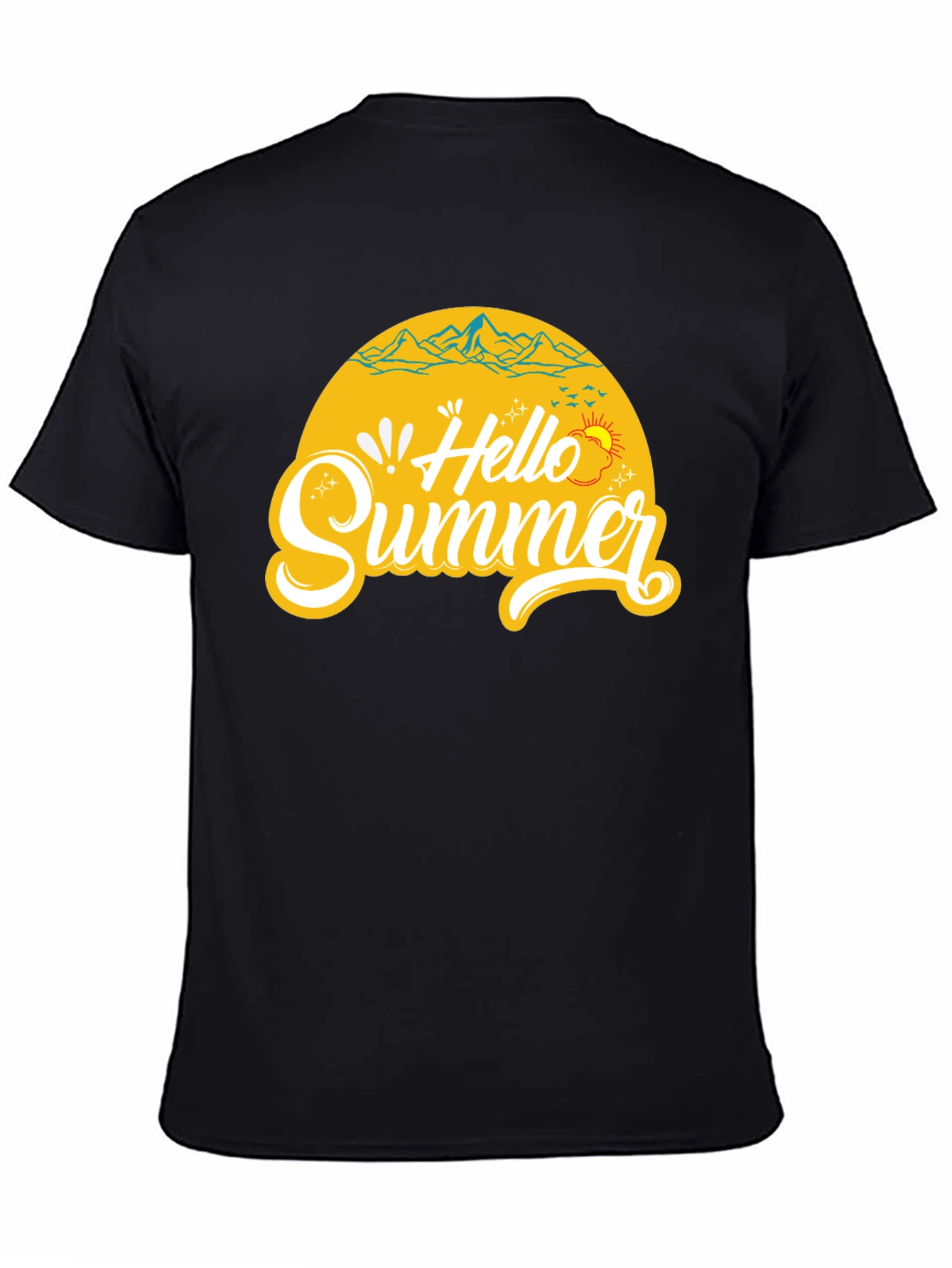 Hello Summer Black Graphic T-Shirt