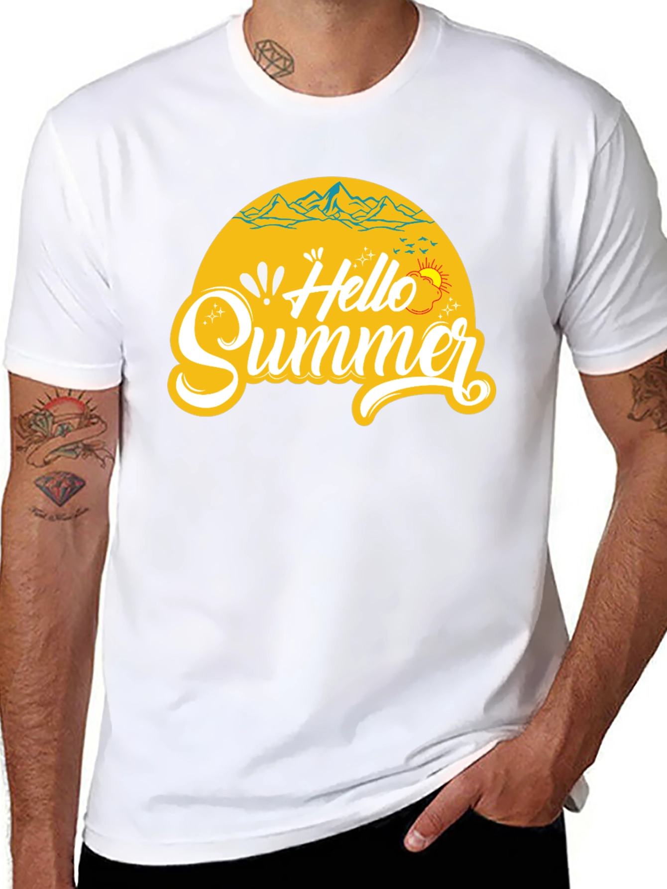 Hello Summer Black Graphic T-Shirt