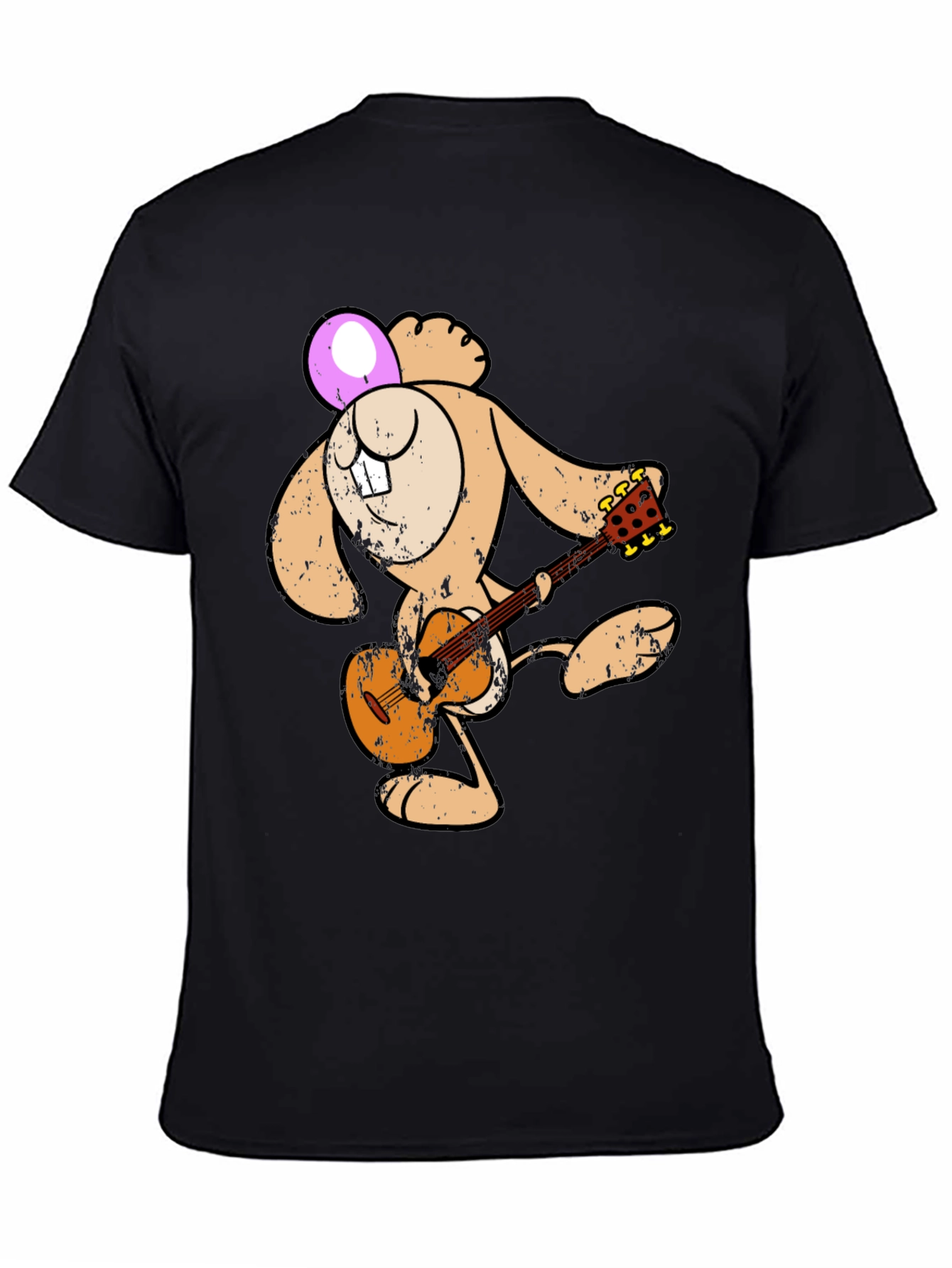 Cartoon Bunny Playing Guitar Graphic Tee