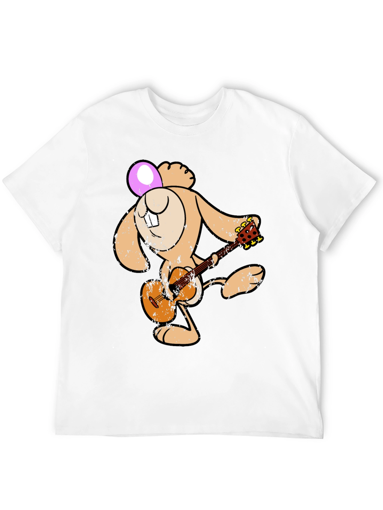Cartoon Bunny Playing Guitar Graphic Tee