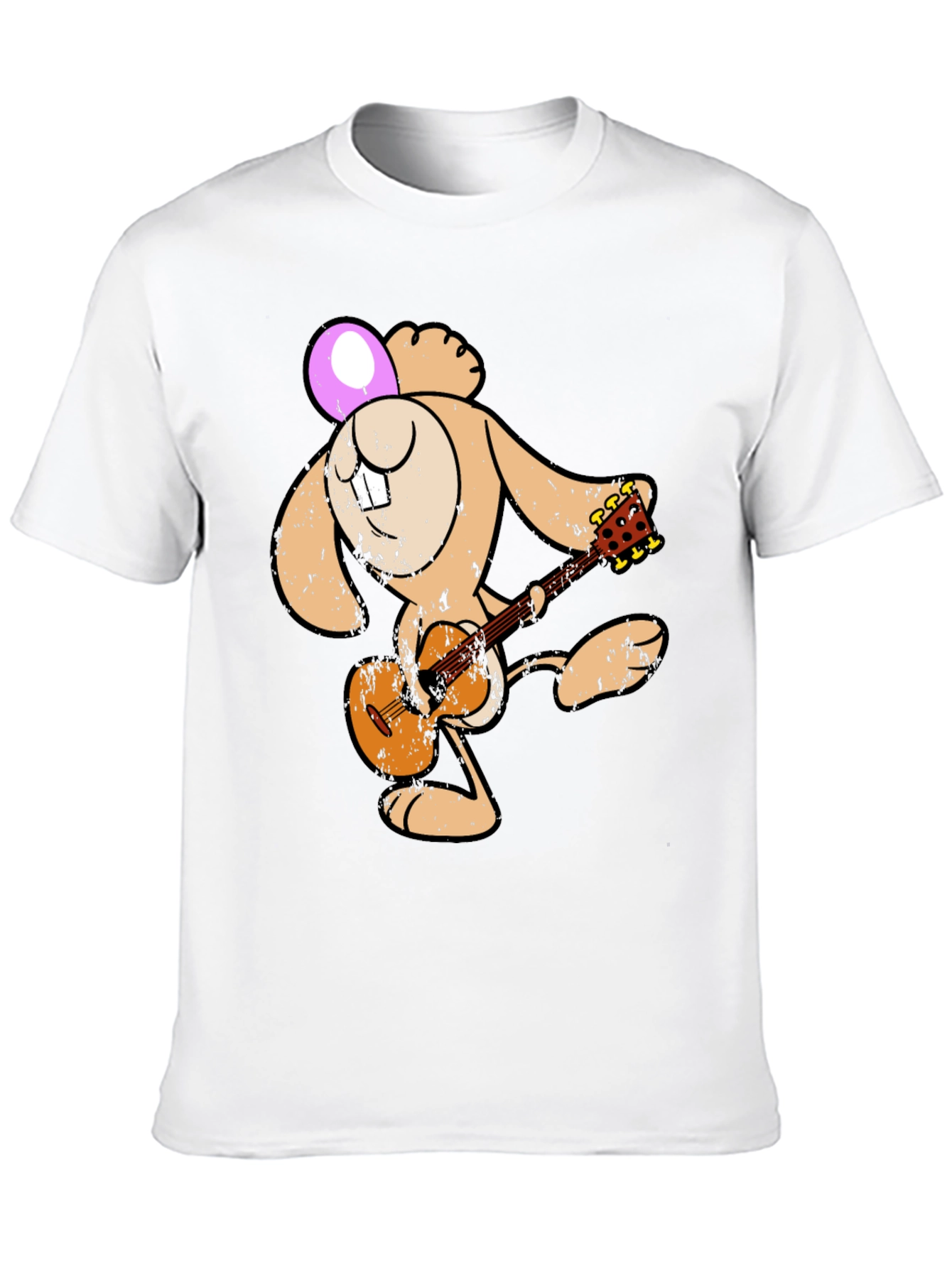 Cartoon Bunny Playing Guitar Graphic Tee