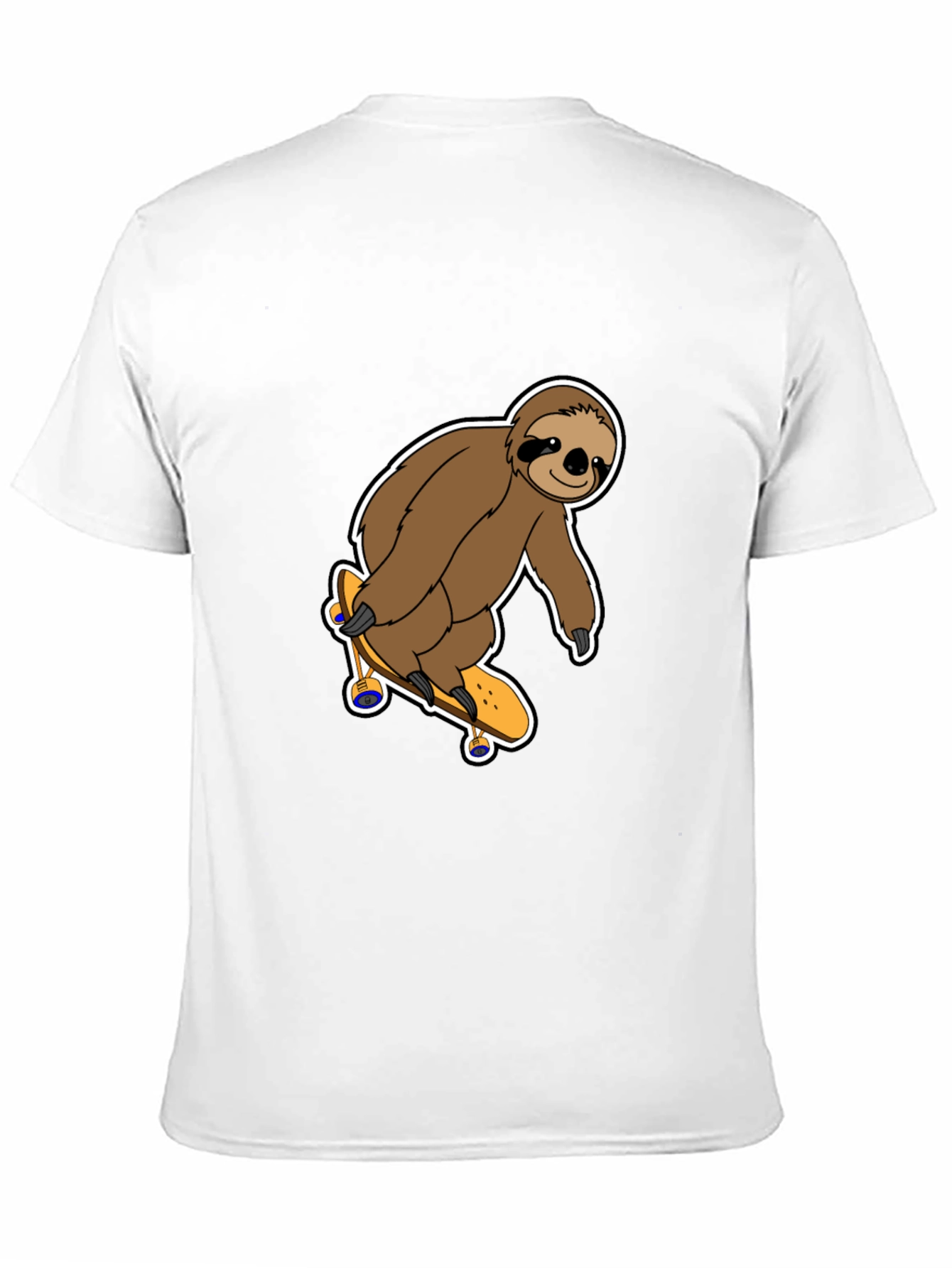 Sloth Skateboarder Graphic Tee - Black Cotton Shirt