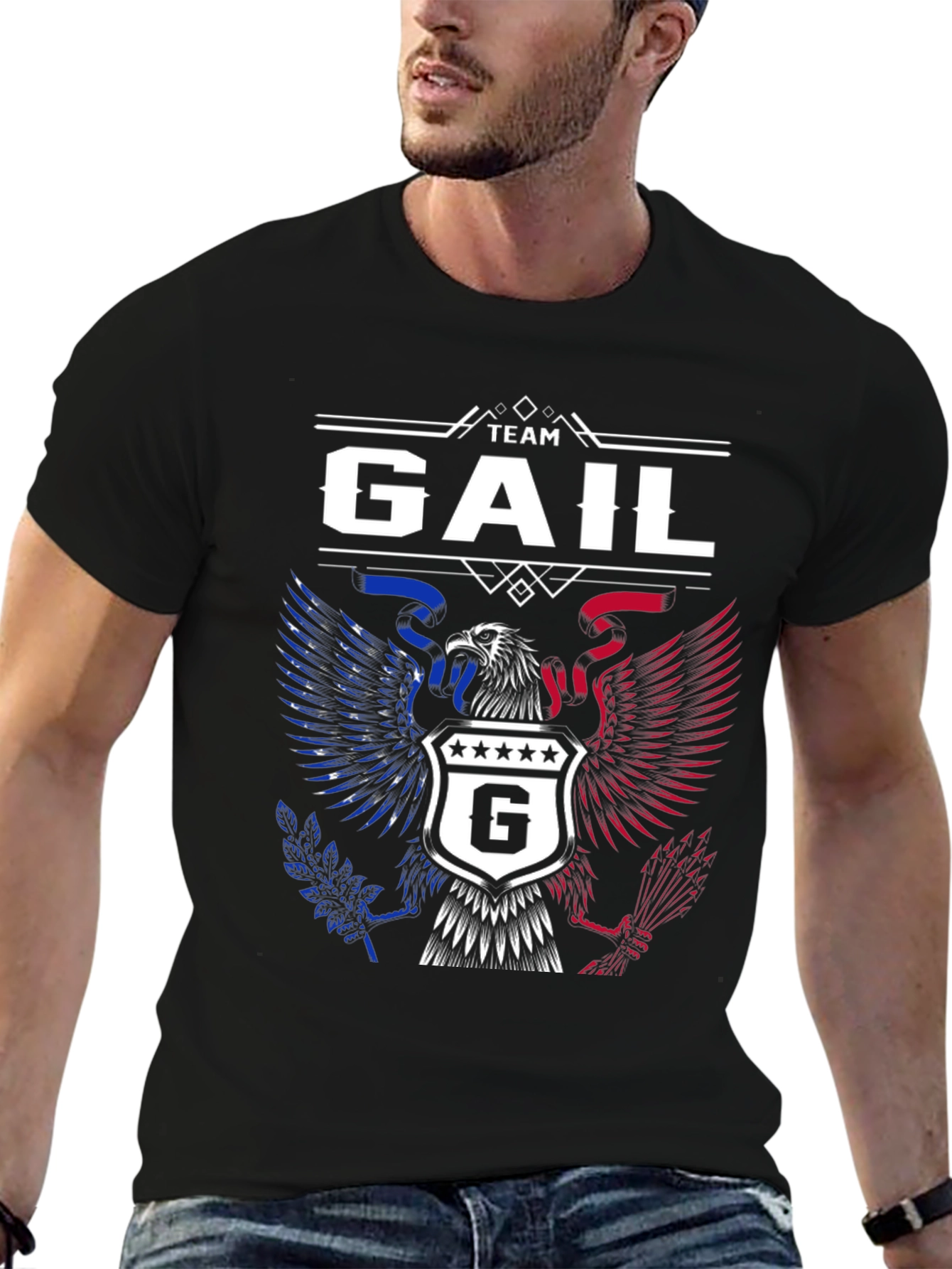 Team Gail Eagle Crest Graphic T-Shirt - Patriotic Design