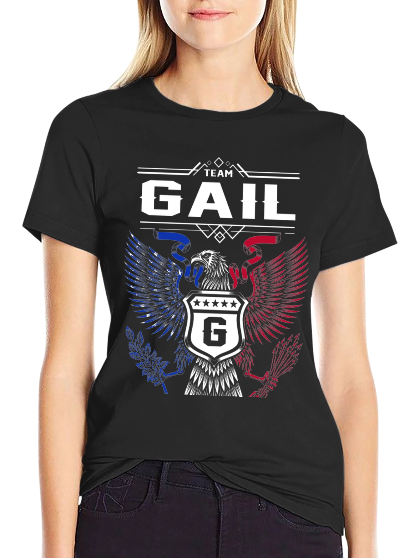 Team Gail Eagle Crest Graphic T-Shirt - Patriotic Design