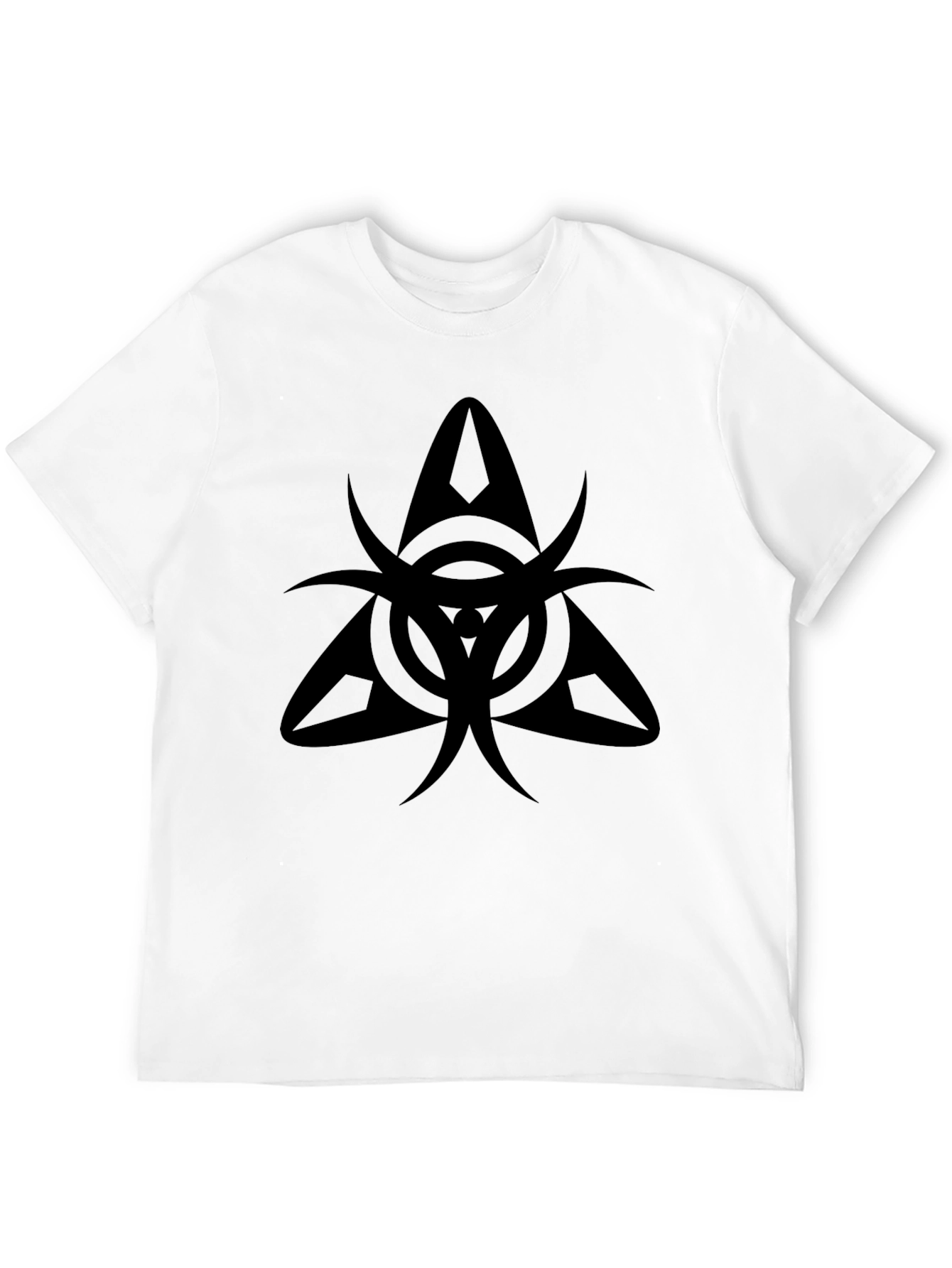 Mens Black Graphic Tee - Triangle Symbol Design