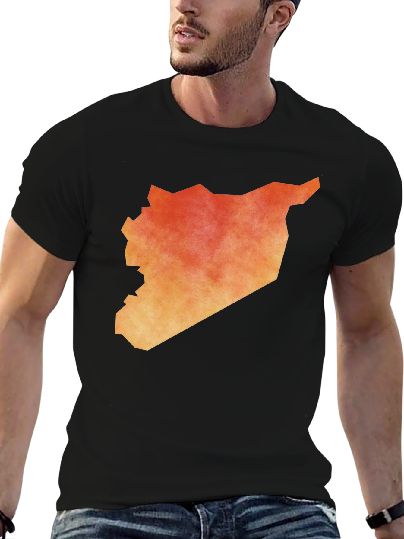 Syria Map Graphic Tee - Black Cotton T-Shirt