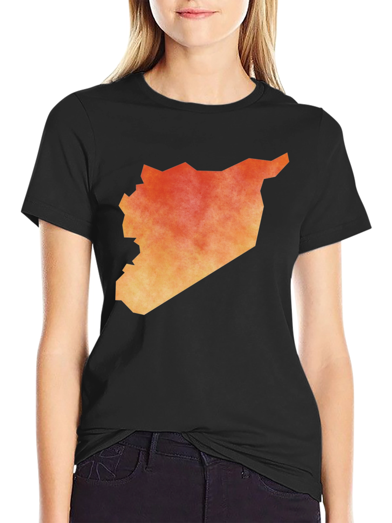 Syria Map Graphic Tee - Black Cotton T-Shirt