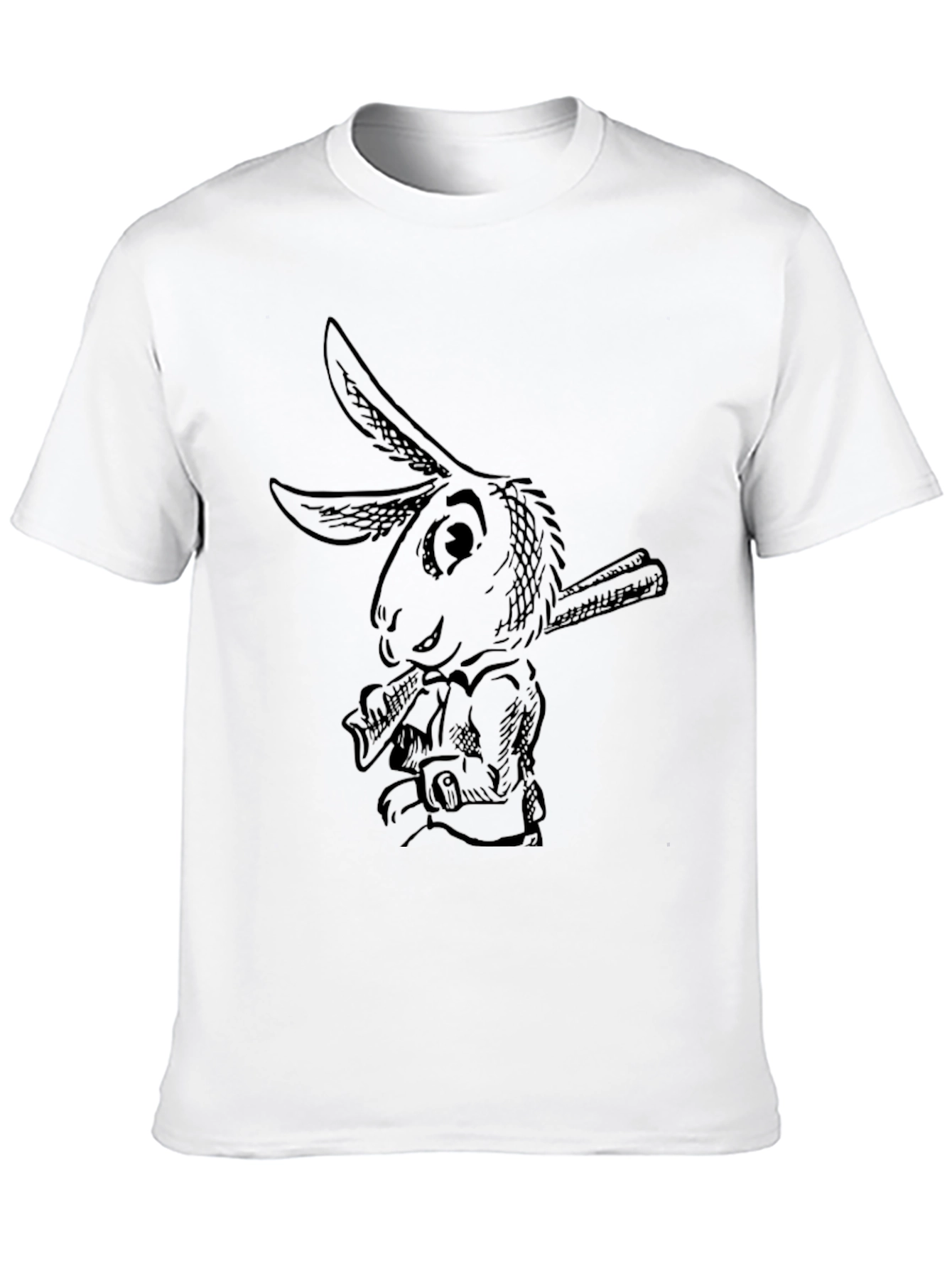 Rabbit Baseball Tee - Black Cotton Graphic T-Shirt