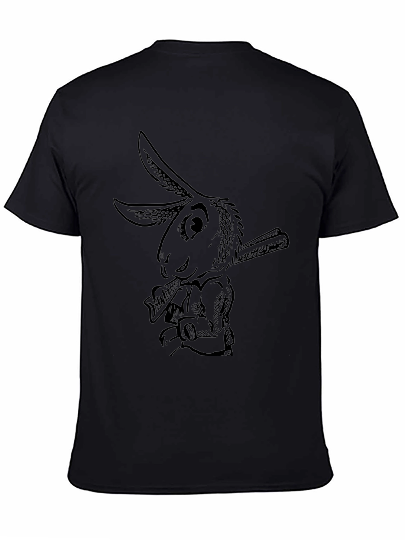 Rabbit Baseball Tee - Black Cotton Graphic T-Shirt