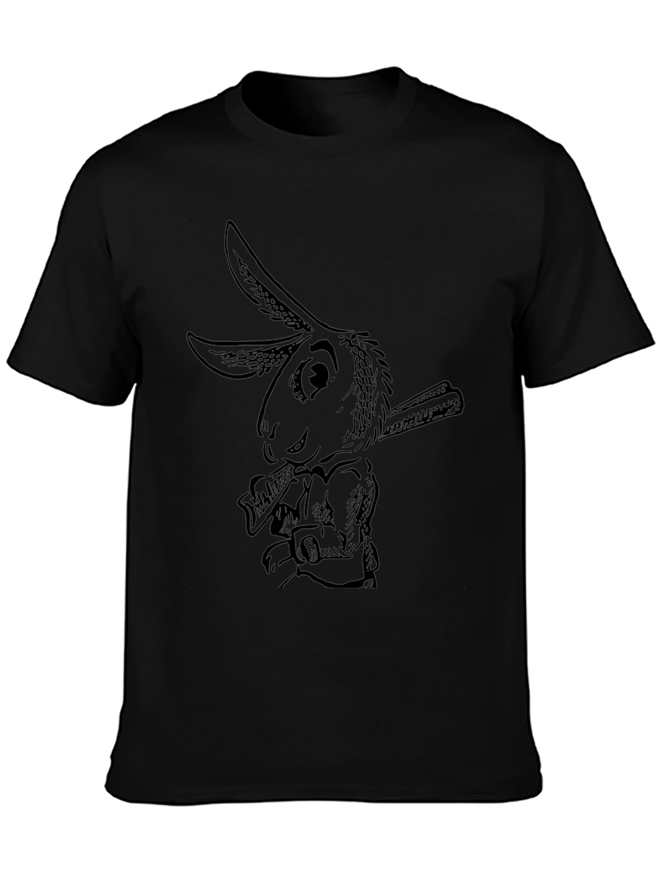 Rabbit Baseball Tee - Black Cotton Graphic T-Shirt