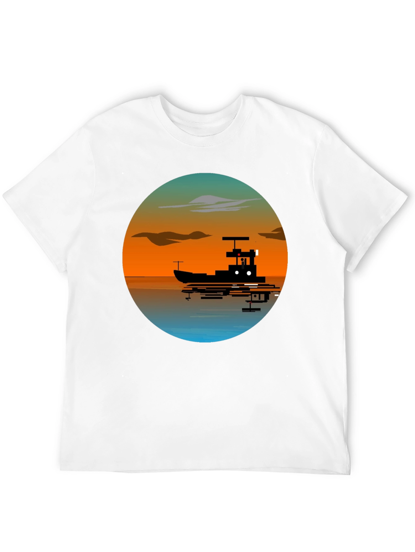 Sunset Boat Graphic T-Shirt