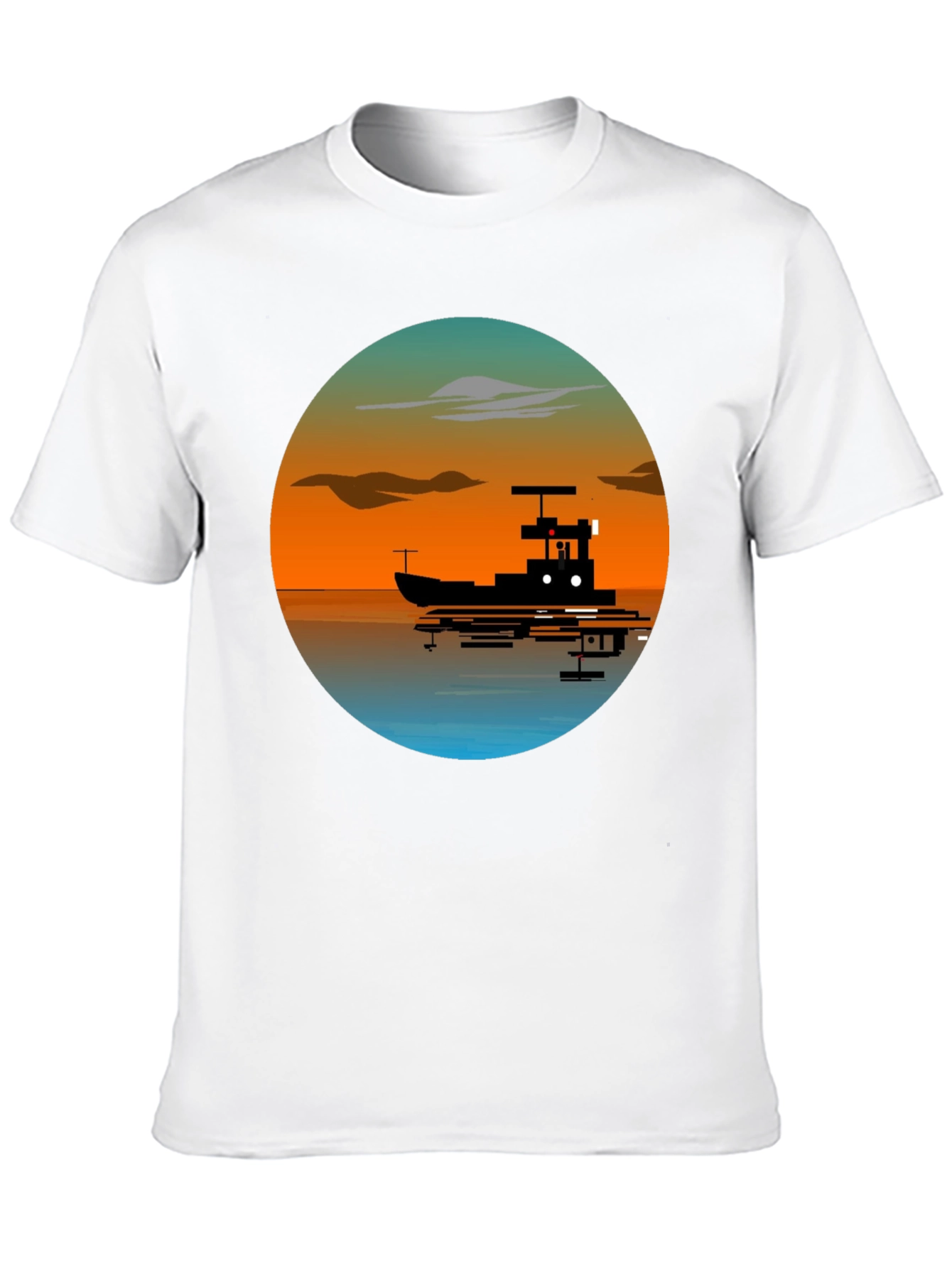 Sunset Boat Graphic T-Shirt