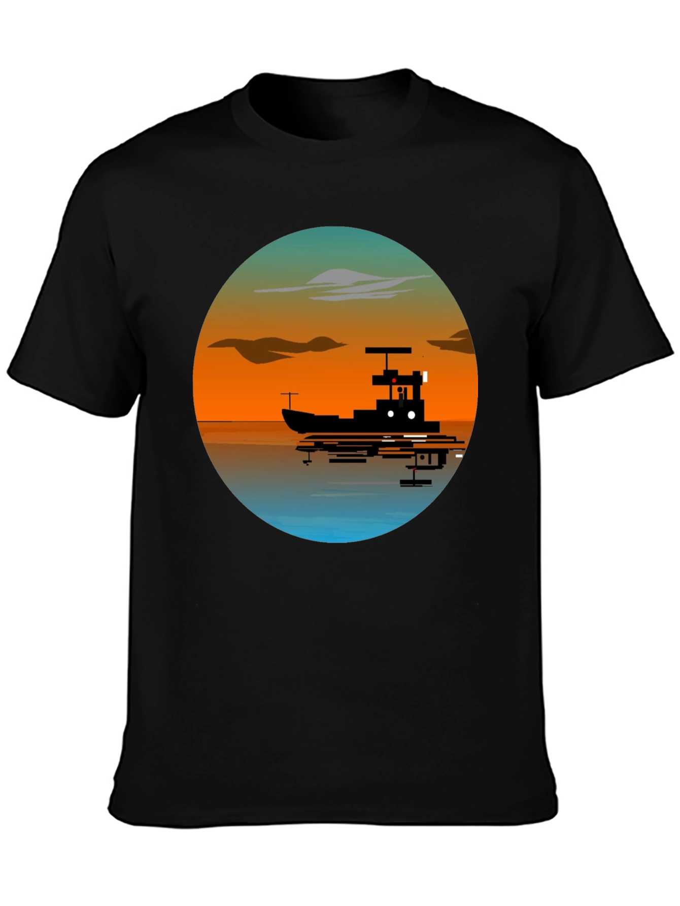 Sunset Boat Graphic T-Shirt