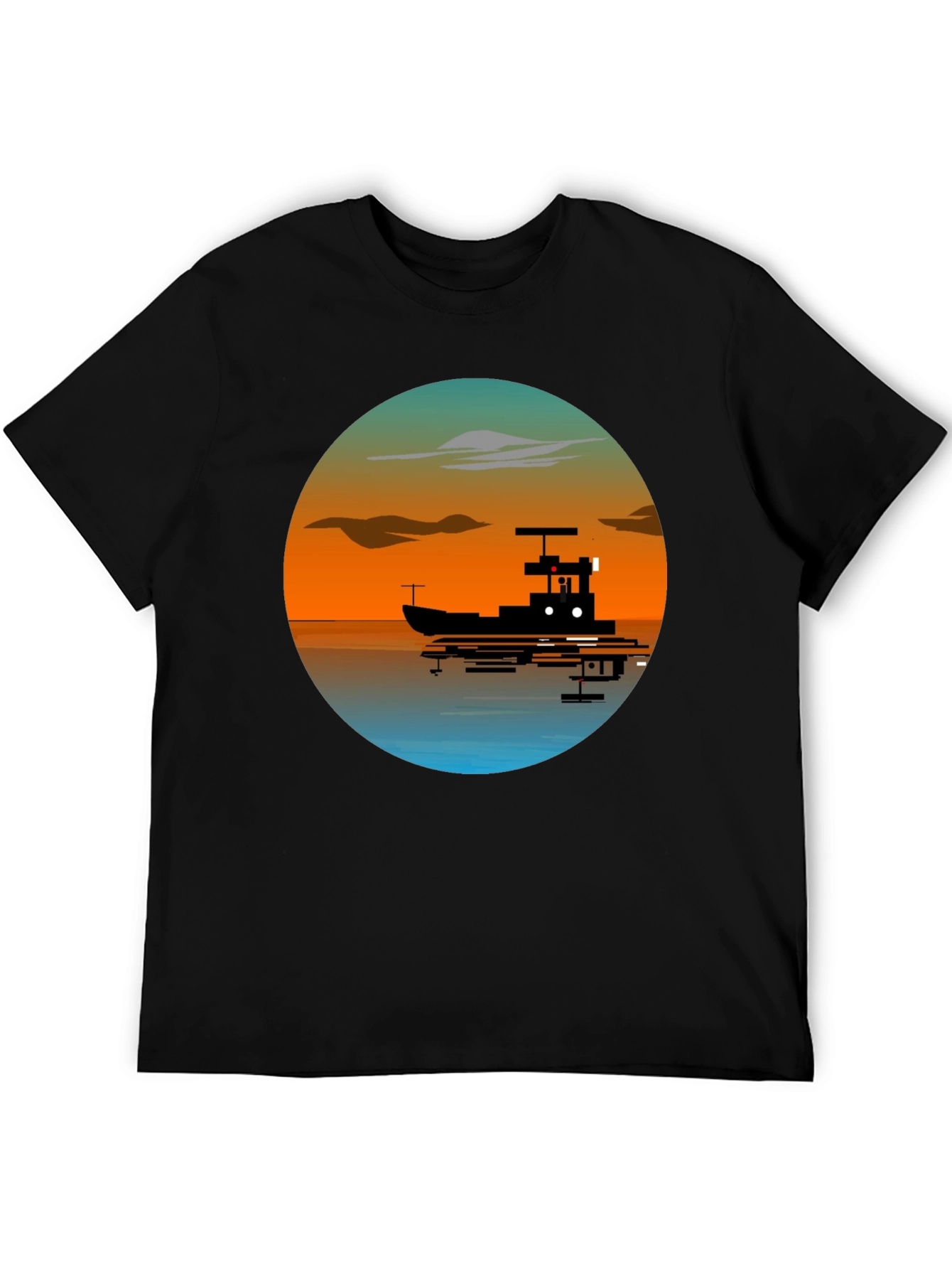 Sunset Boat Graphic T-Shirt