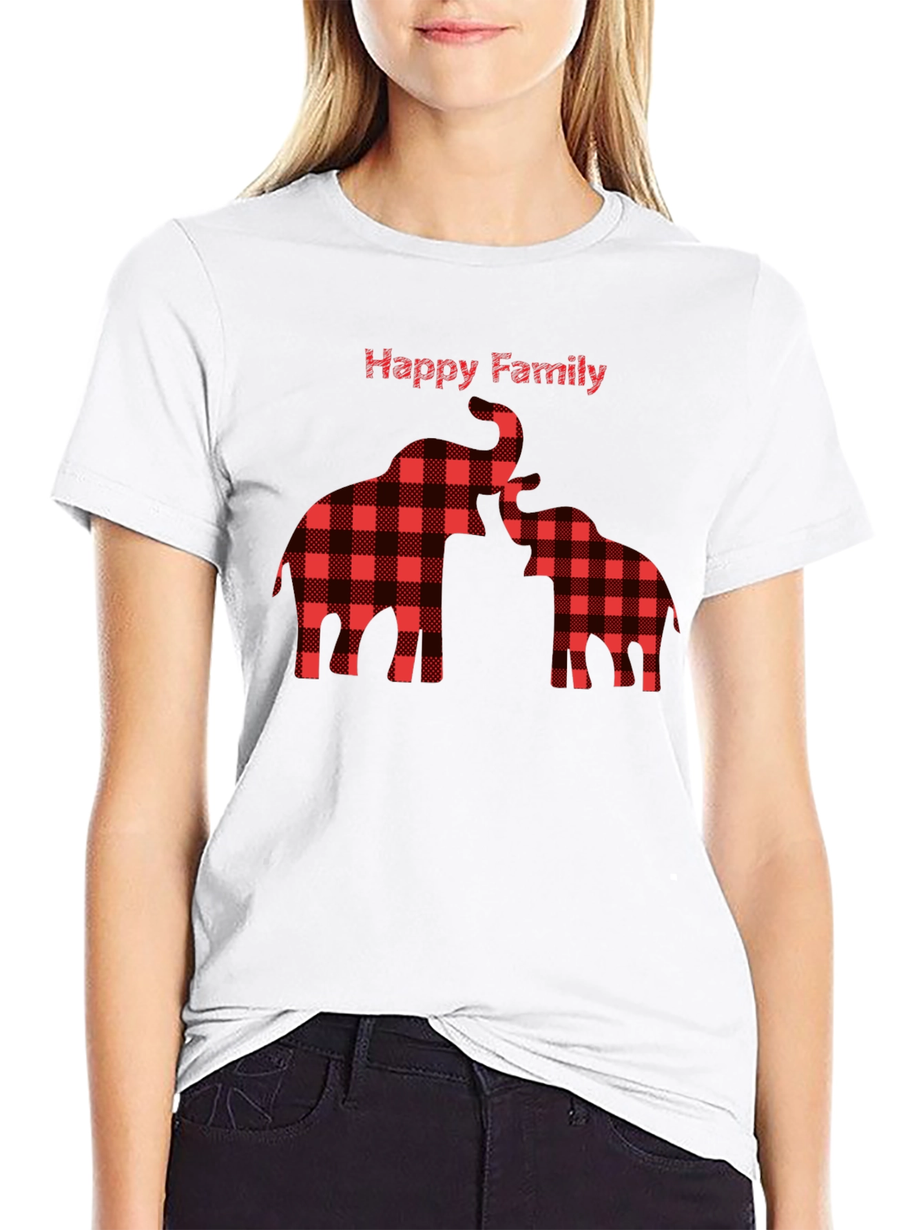 Happy Family Plaid Elephant T-Shirt