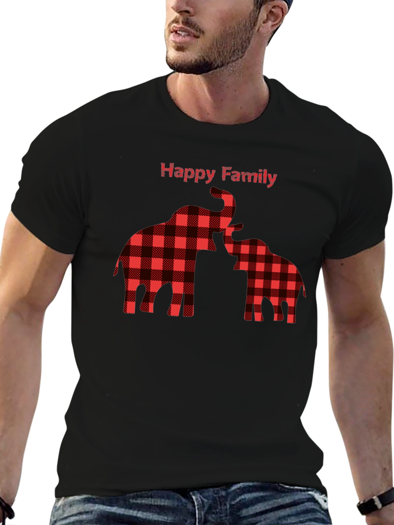 Happy Family Plaid Elephant T-Shirt