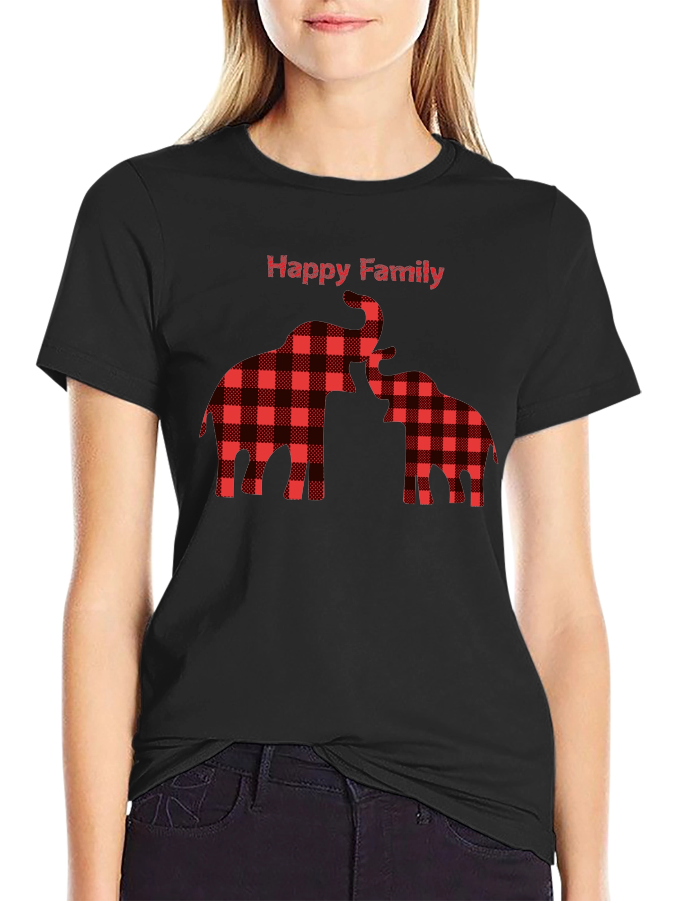 Happy Family Plaid Elephant T-Shirt
