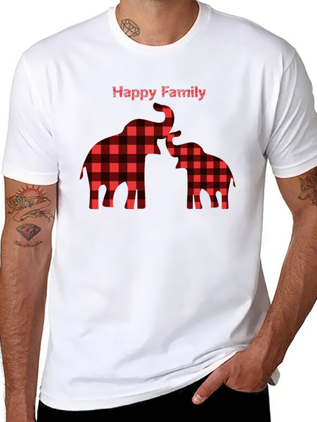 Happy Family Plaid Elephant T-Shirt