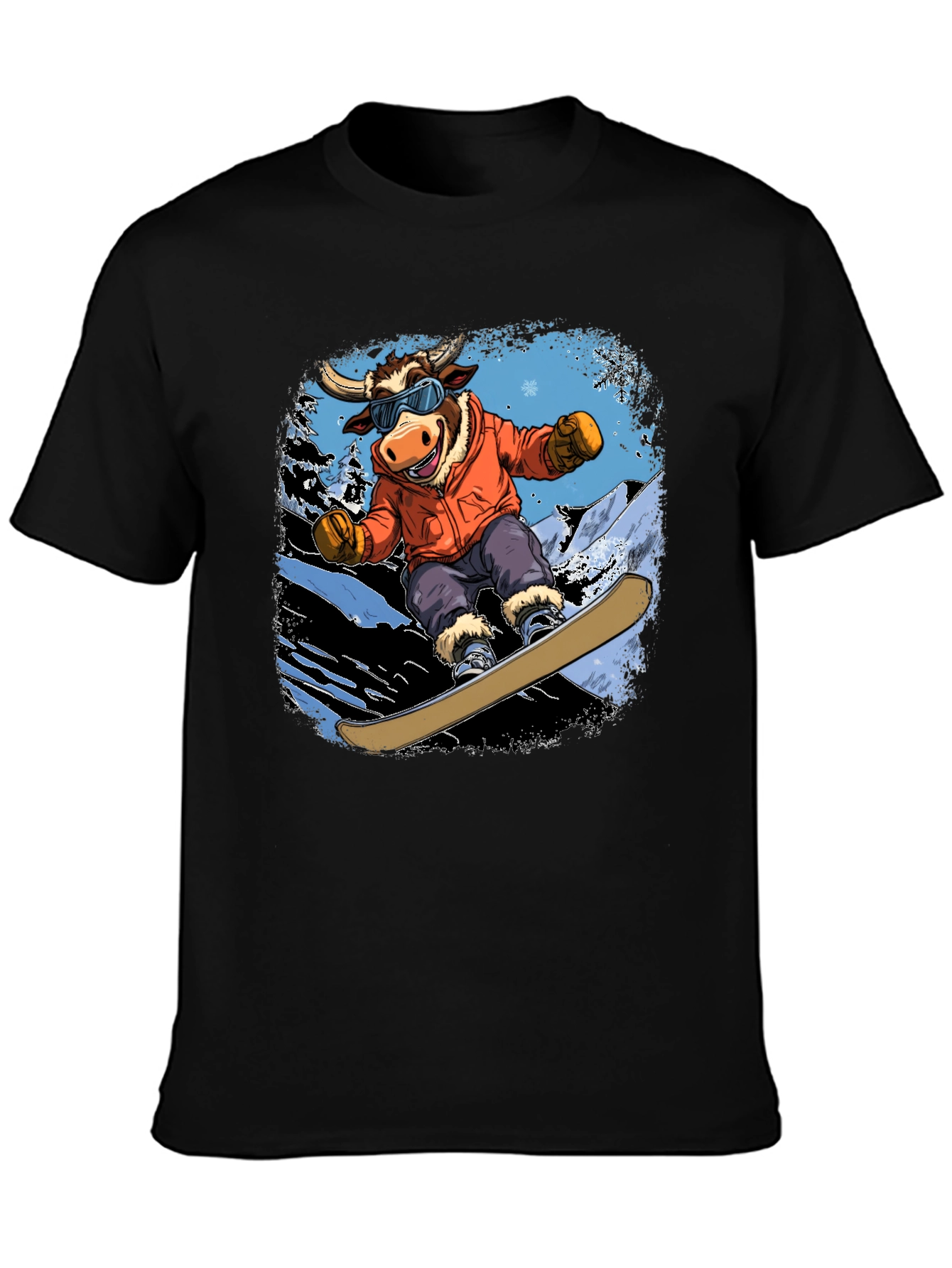 Snowboarding Bull Graphic Tee
